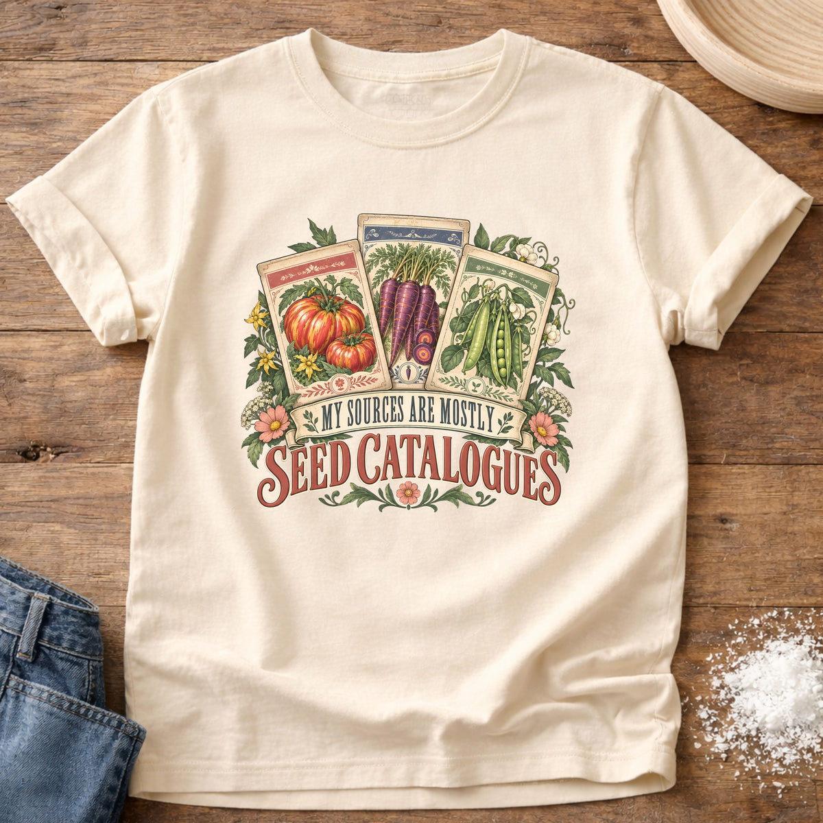 Knead More Fun Seed Catalogue graphic t-shirt in Ivory