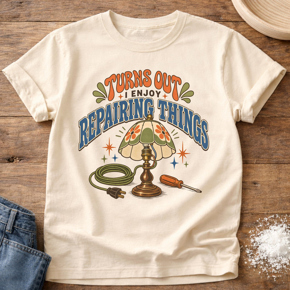 Knead More Fun Enjoy Repairing t-shirt in Ivory