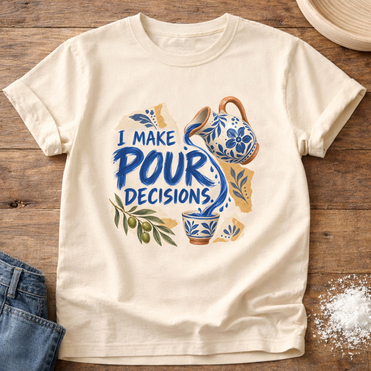 Knead More Fun Pour Decisions graphic t-shirt in Ivory