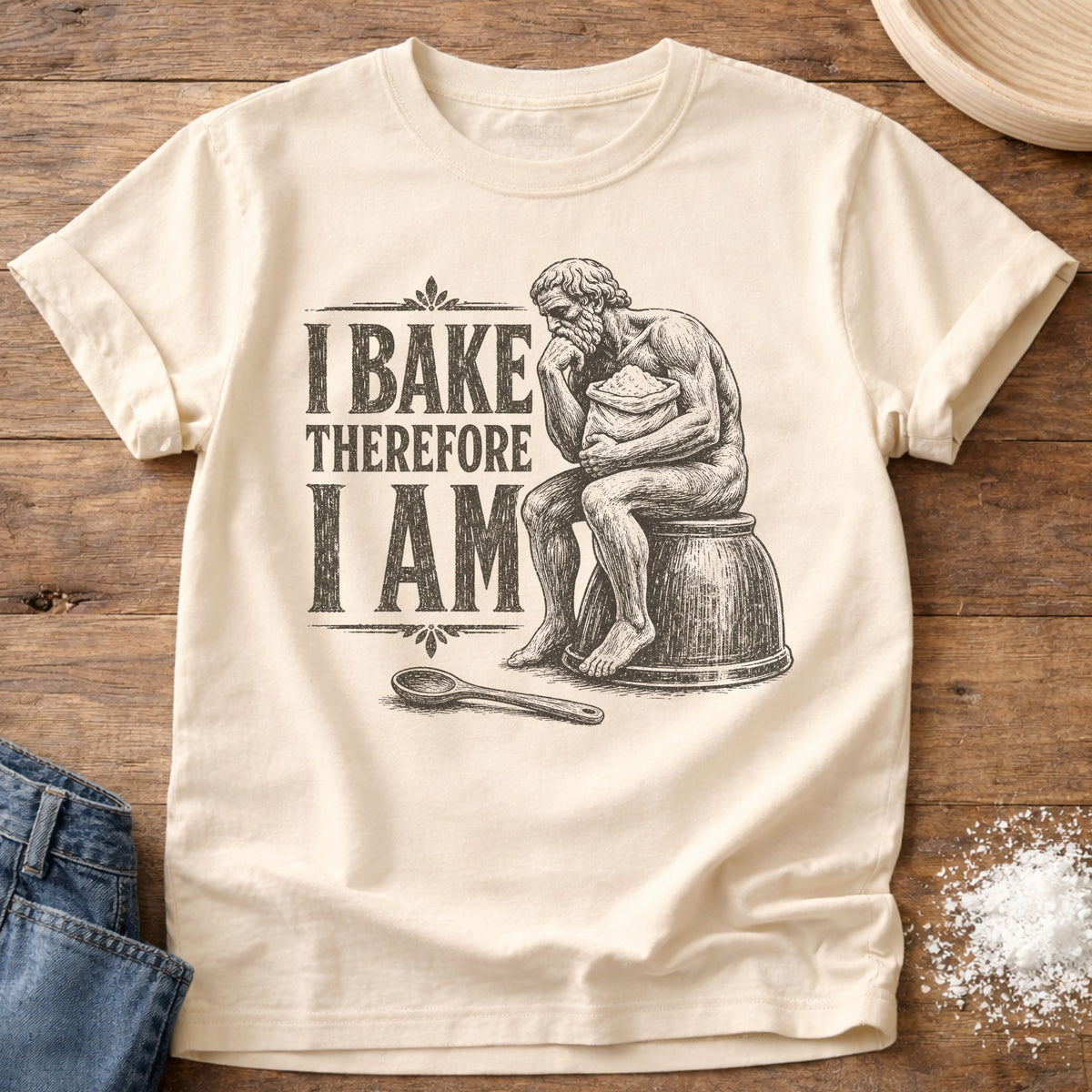 Knead More Fun Bake Philosopher t-shirt in Ivory