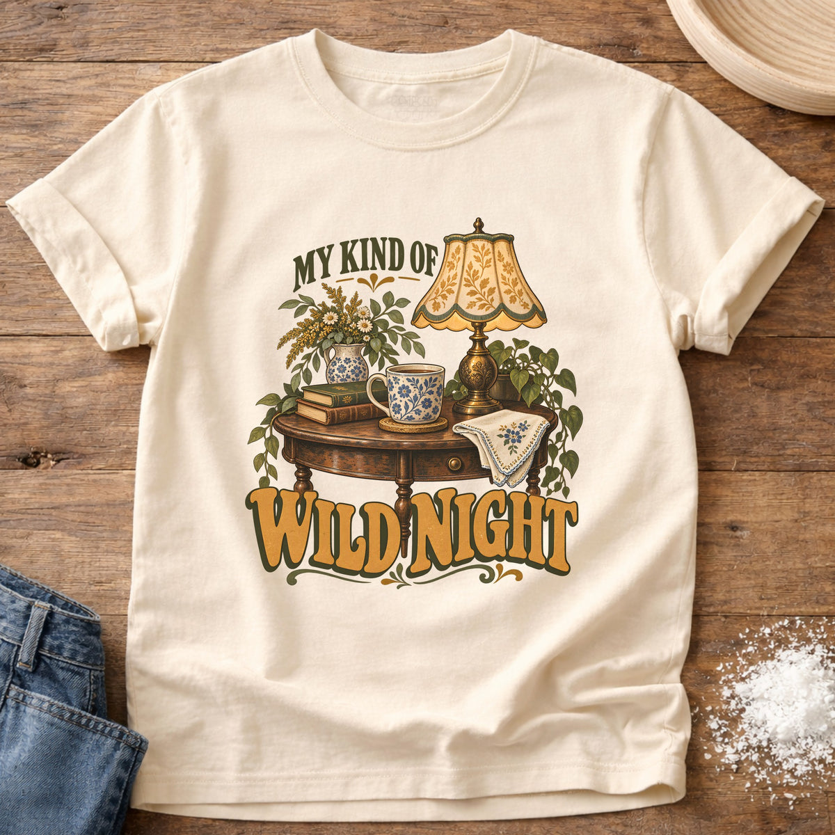 Knead More Fun Wild Night grannycore t-shirt in Ivory
