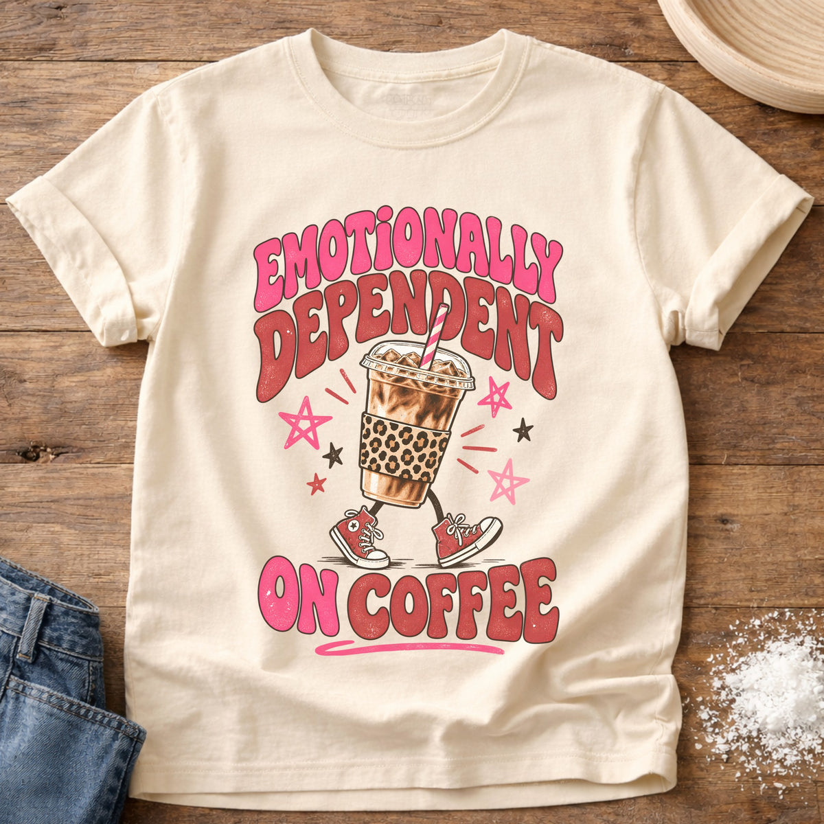 Knead More Fun Coffee Dependent t-shirt in Ivory