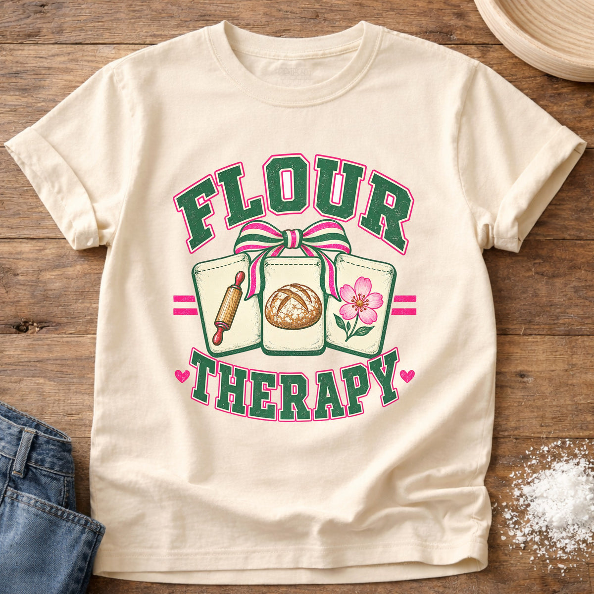 Knead More Fun Flour Therapy t-shirt in Ivory
