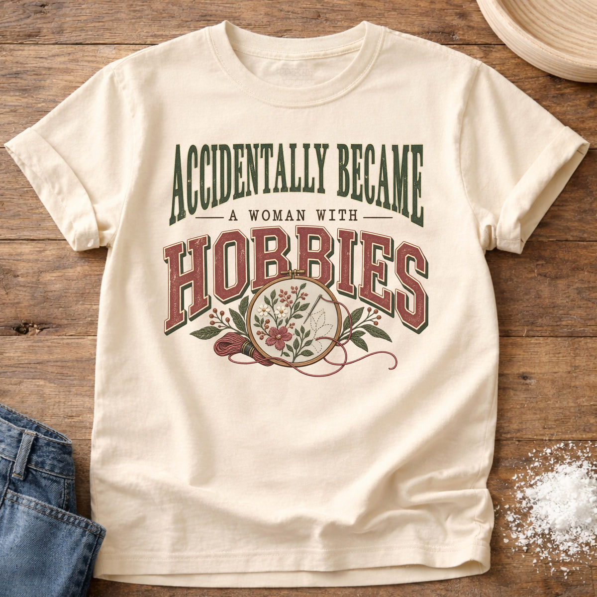 Knead More Fun Woman With Hobbies t-shirt in Ivory
