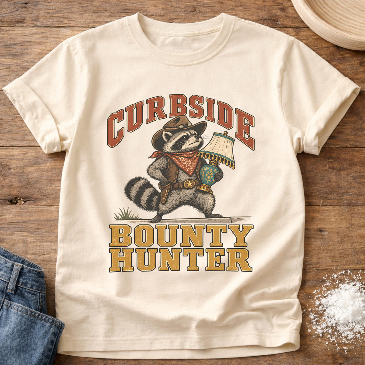 Knead More Fun Curbside Bounty Hunter graphic t-shirt in Ivory