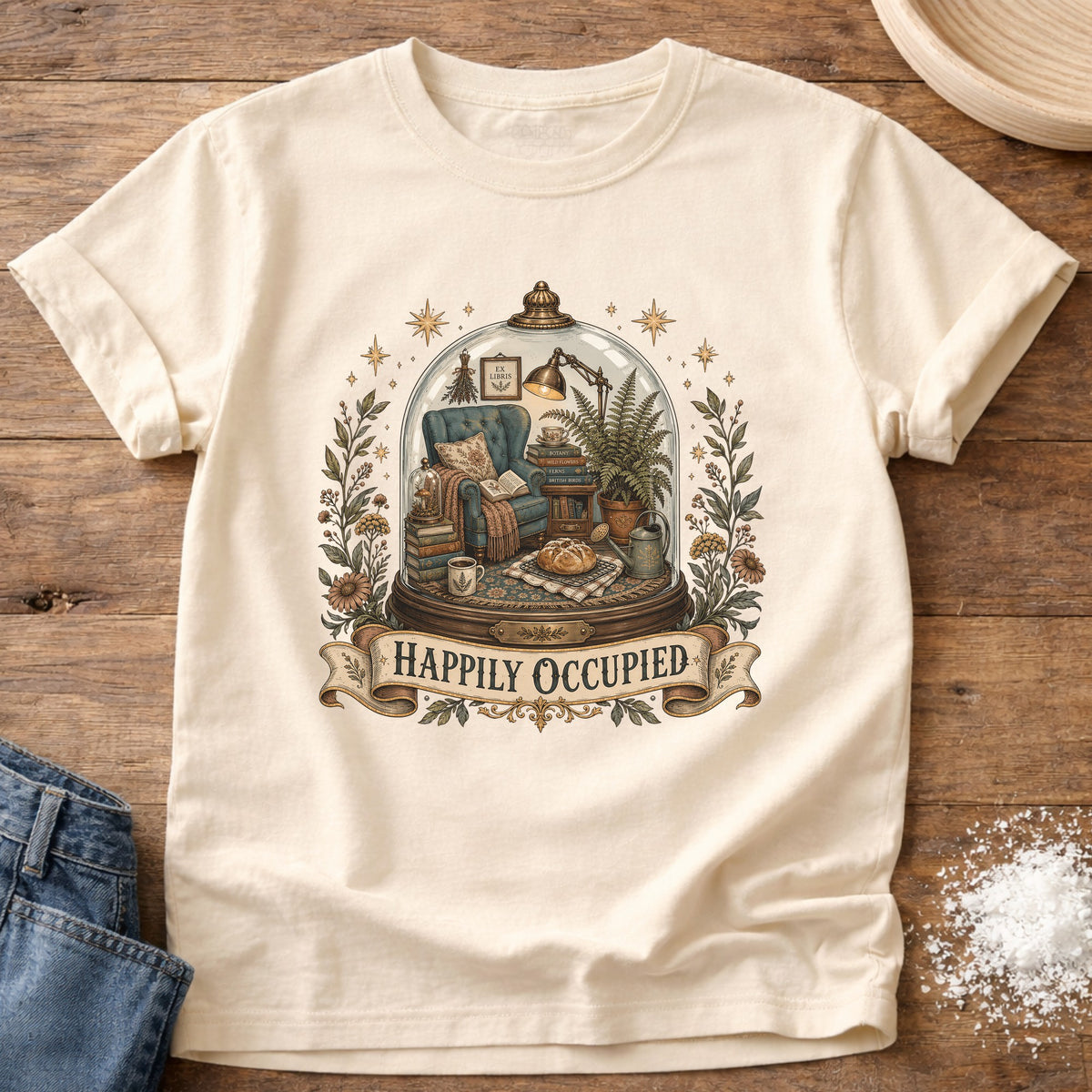 Knead More Fun Happily Occupied graphic t-shirt in Ivory