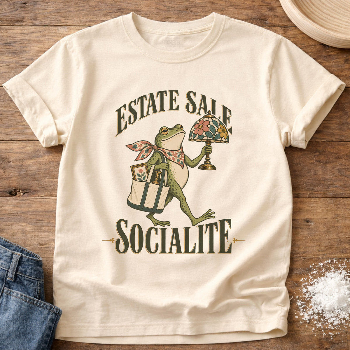 Knead More Fun Estate Sale Socialite graphic t-shirt in Ivory
