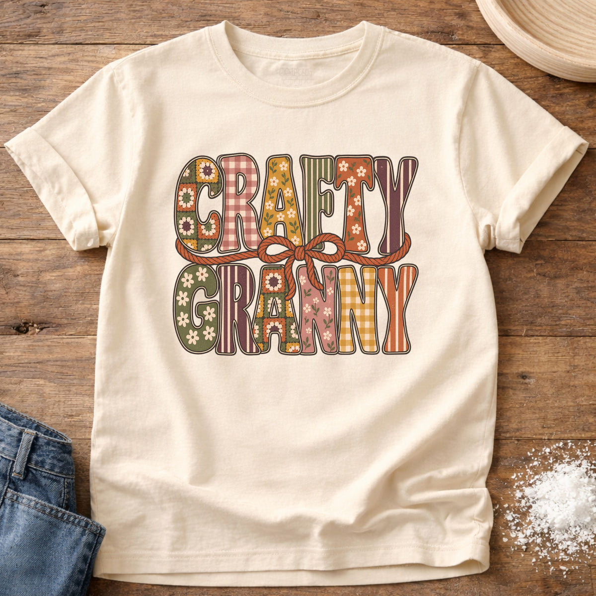 Knead More Fun Craft Granny graphic t-shirt in Ivory