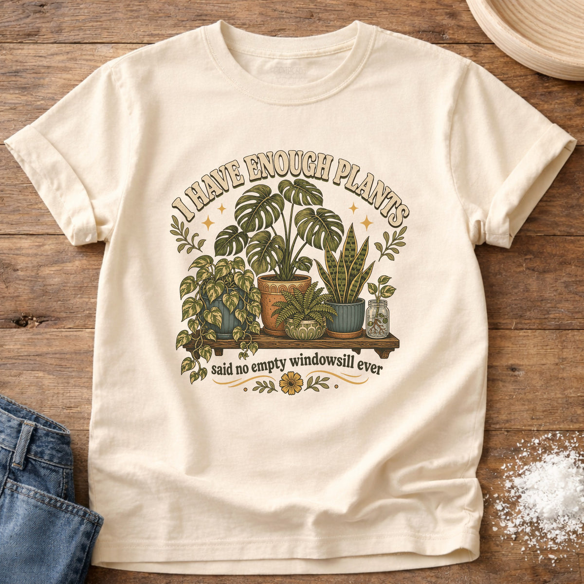Knead More Fun Enough Plants graphic t-shirt in Ivory