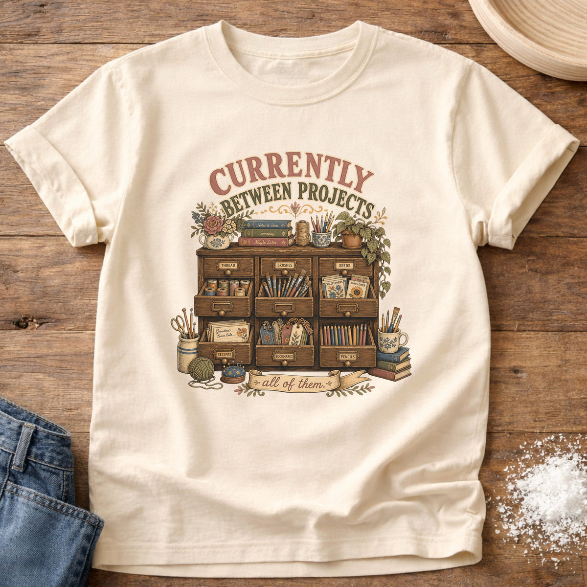 Knead More Fun Between Projects graphic t-shirt in Ivory
