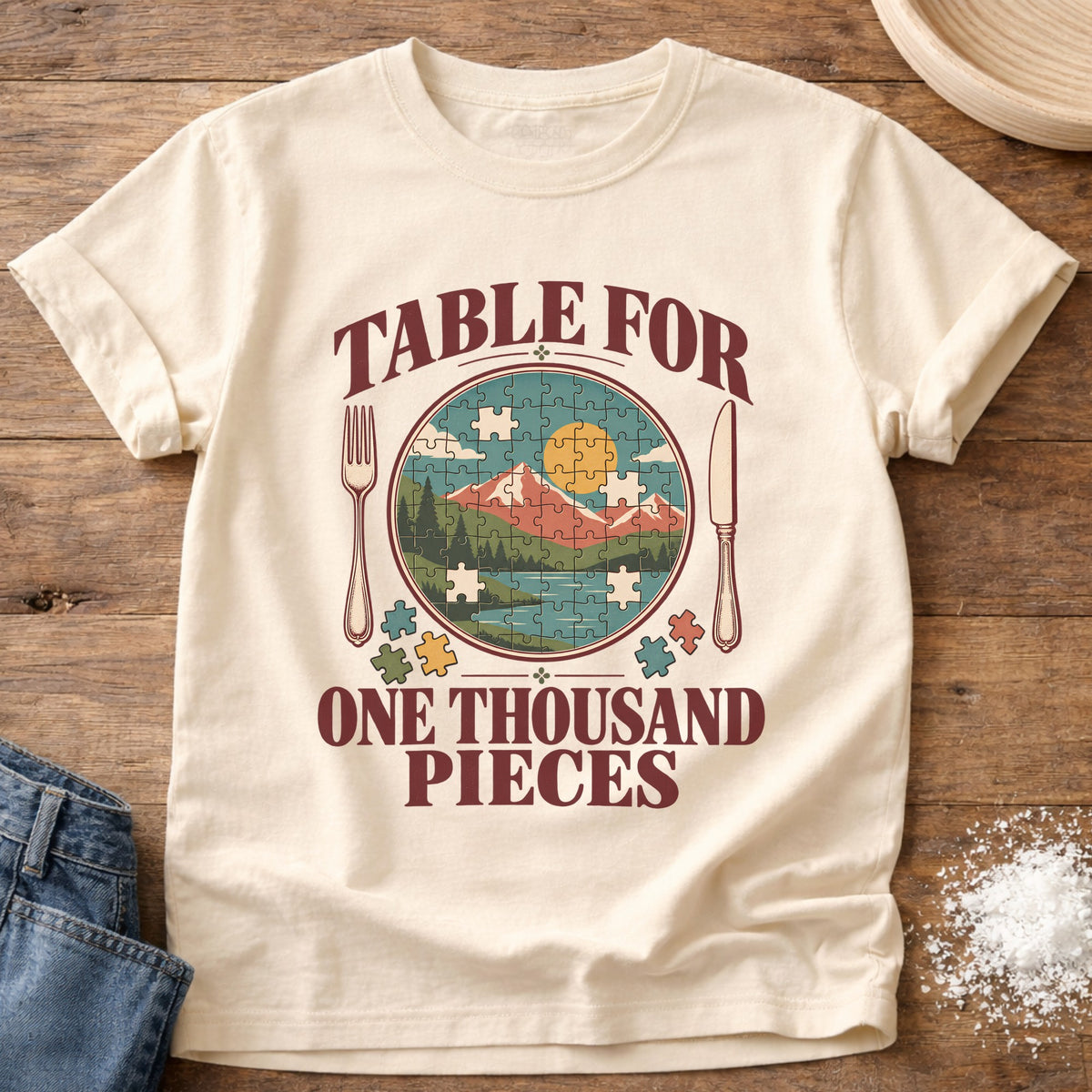 Knead More Fun One Thousand Pieces graphic t-shirt in Ivory