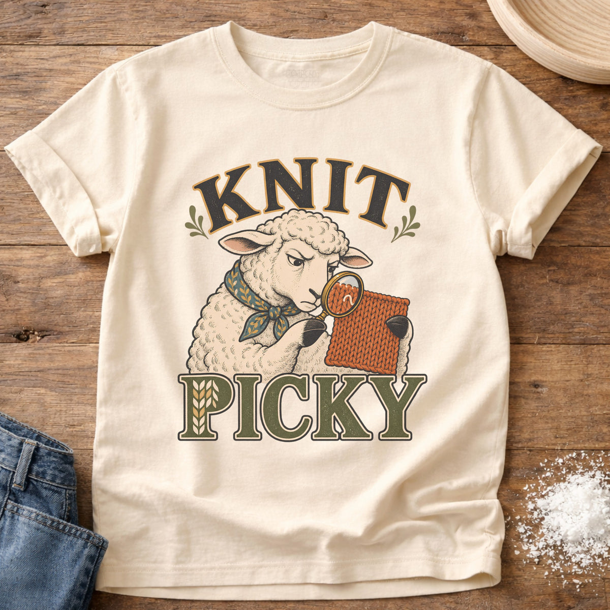 Knead More Fun Knit Picky graphic t-shirt in Ivory
