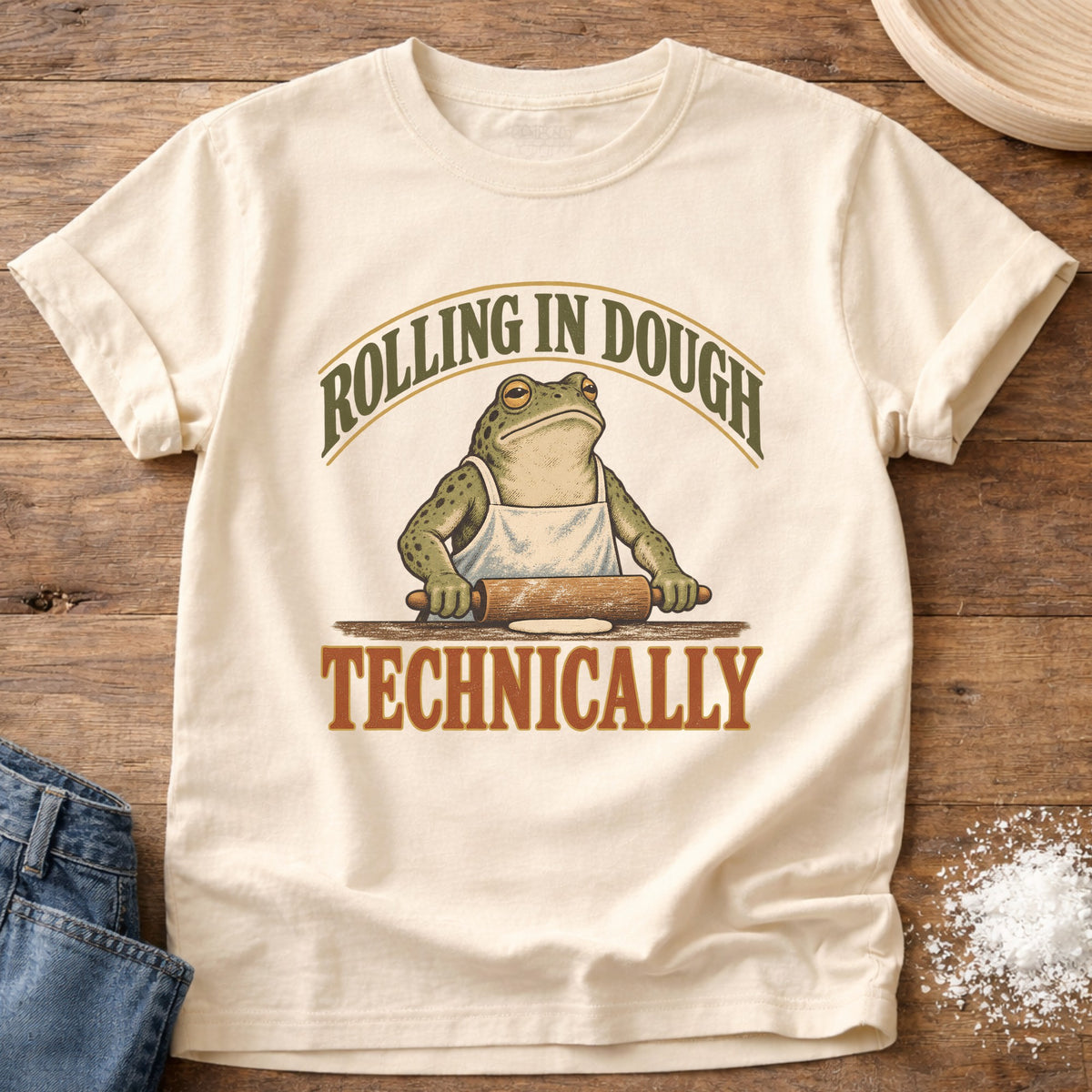 Knead More Fun Rollin In Dough graphic t-shirt in Ivory