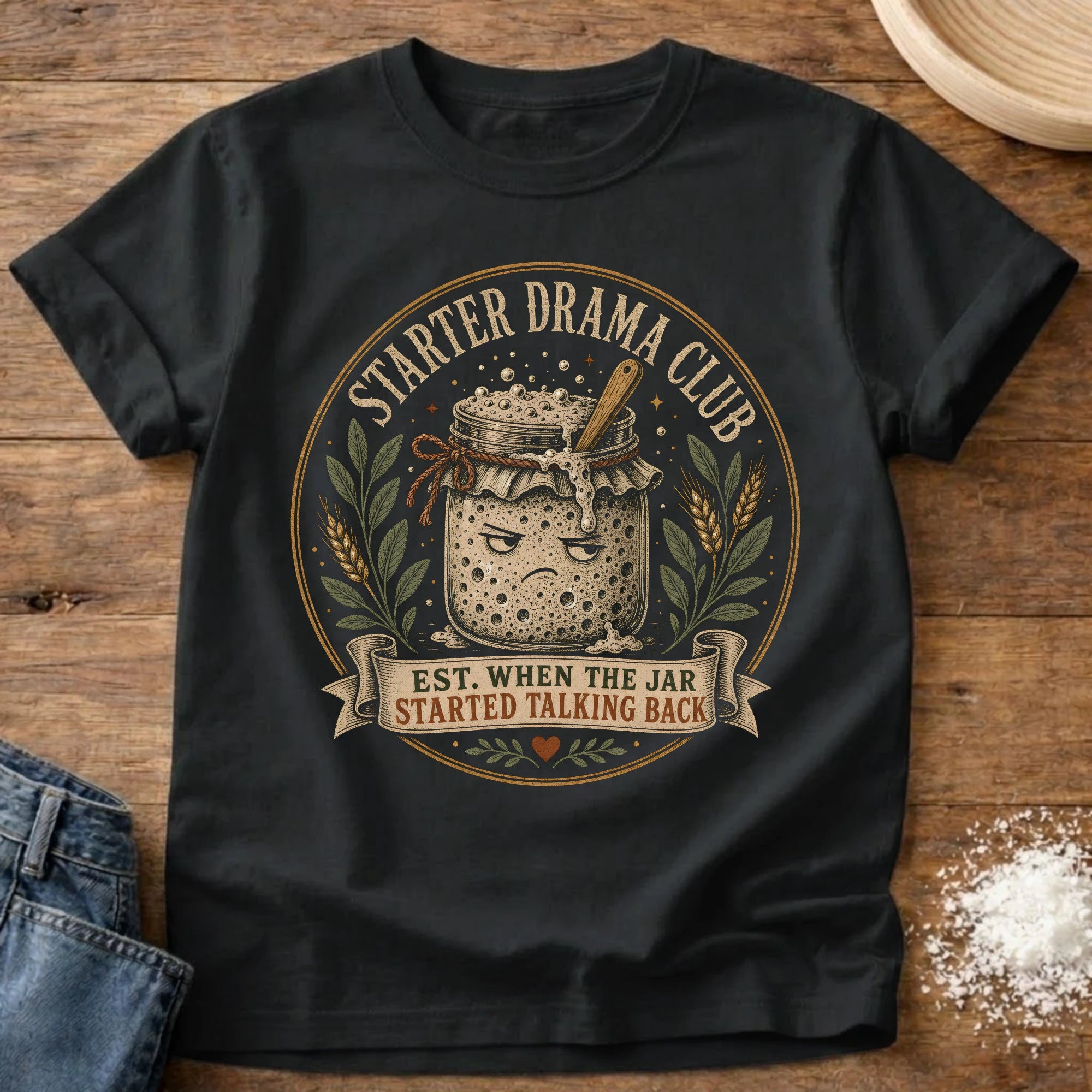 Knead More Fun Jar Talking Back sourdough t-shirt in Black