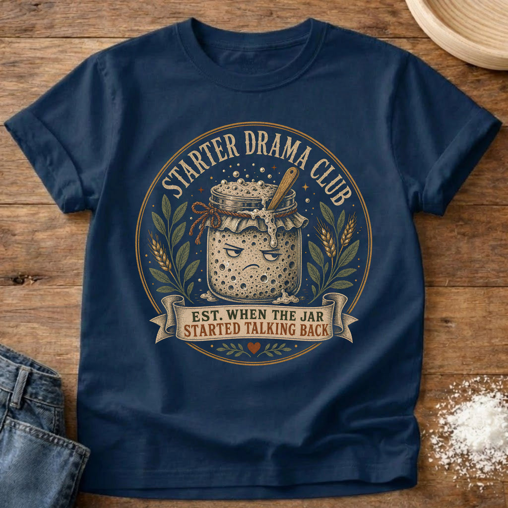 Knead More Fun Jar Talking Back sourdough t-shirt in Navy