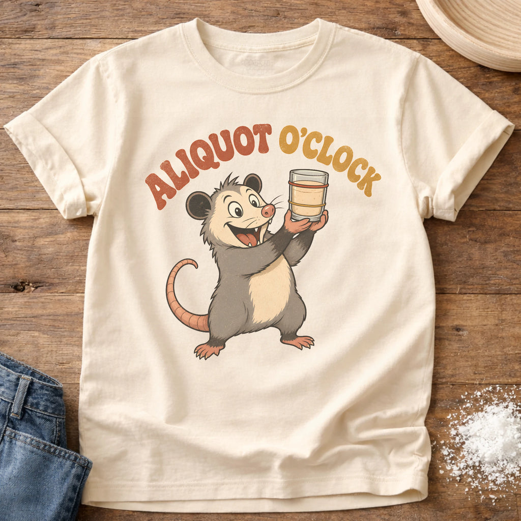 Knead More Fun Aliquot O'Clock Possum sourdough t-shirt in Ivory