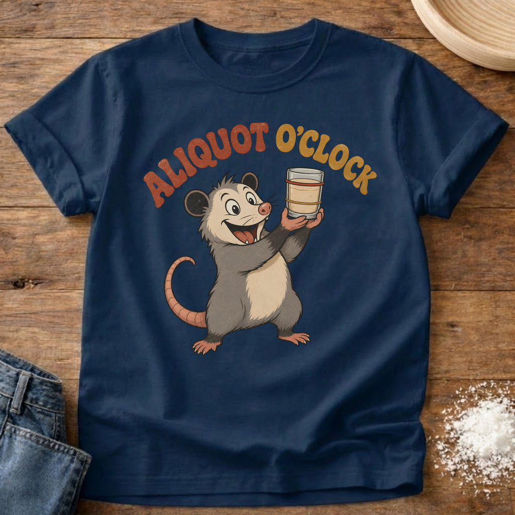 Knead More Fun Aliquot O'Clock Possum sourdough t-shirt in Navy