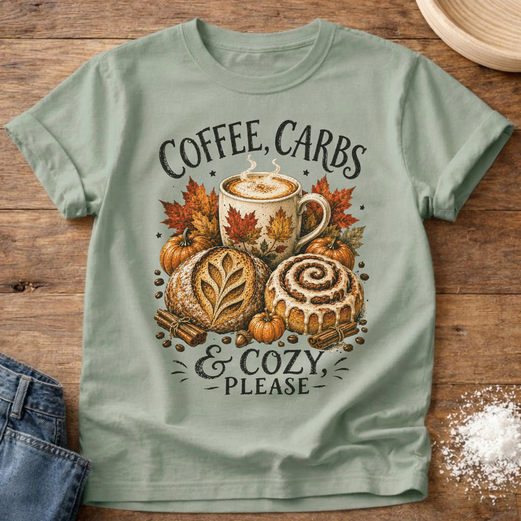 Knead More Fun Coffee, Carbs & Cozy sourdough t-shirt in Bay