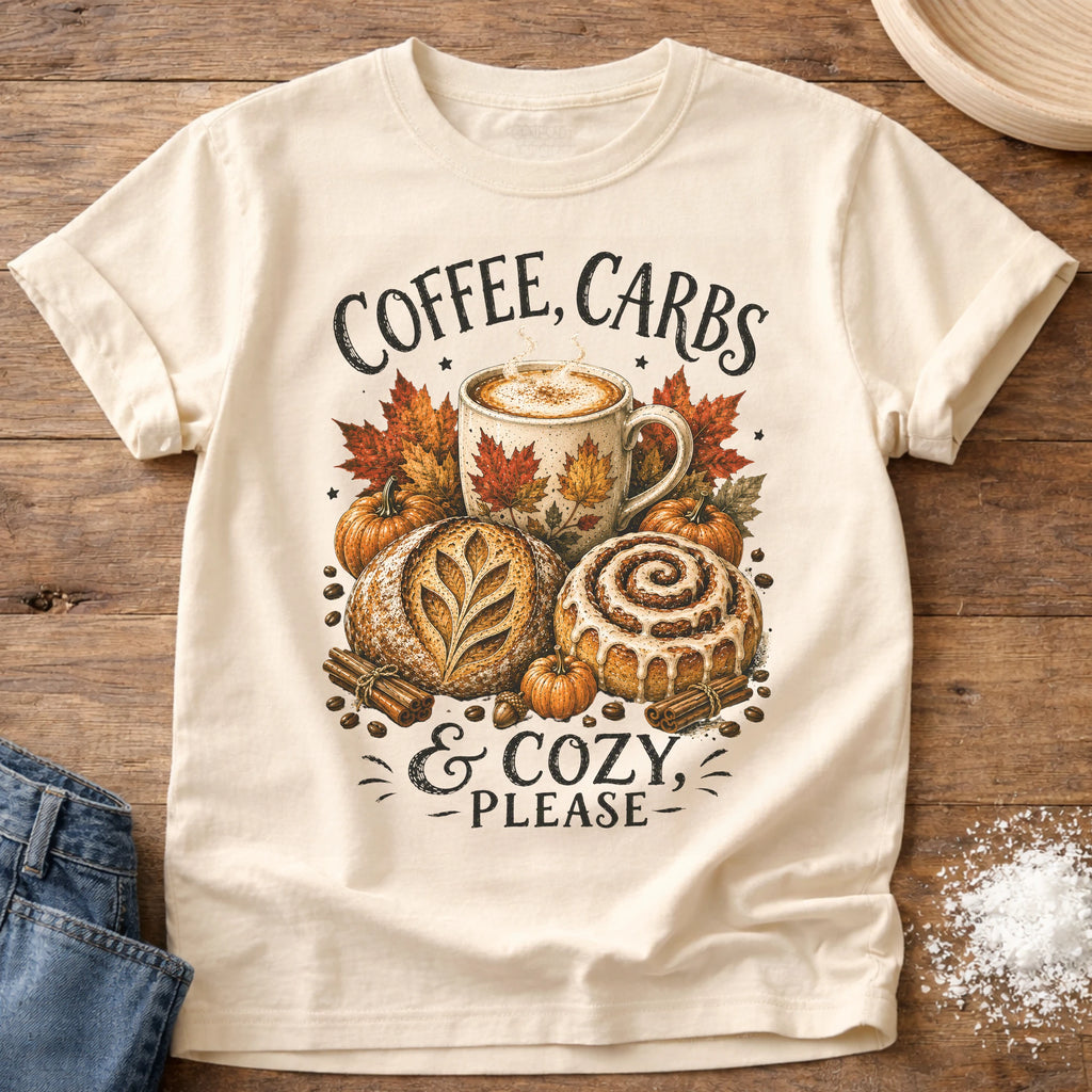 Knead More Fun Coffee, Carbs & Cozy sourdough t-shirt in Ivory
