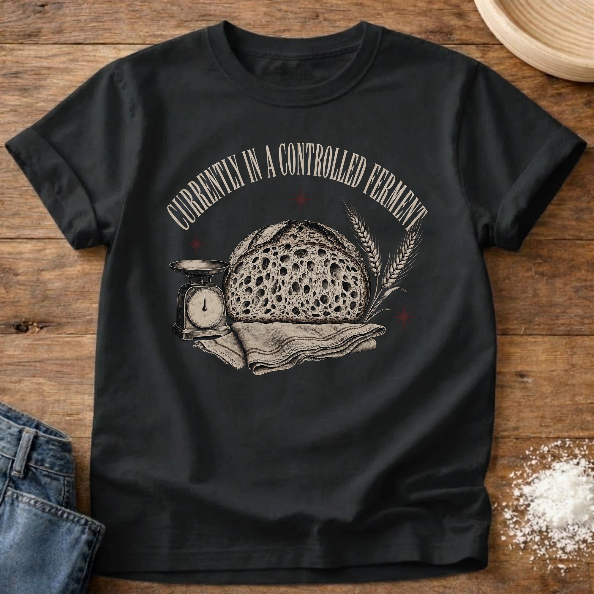 Knead More Fun Controlled Ferment sourdough t-shirt in Black
