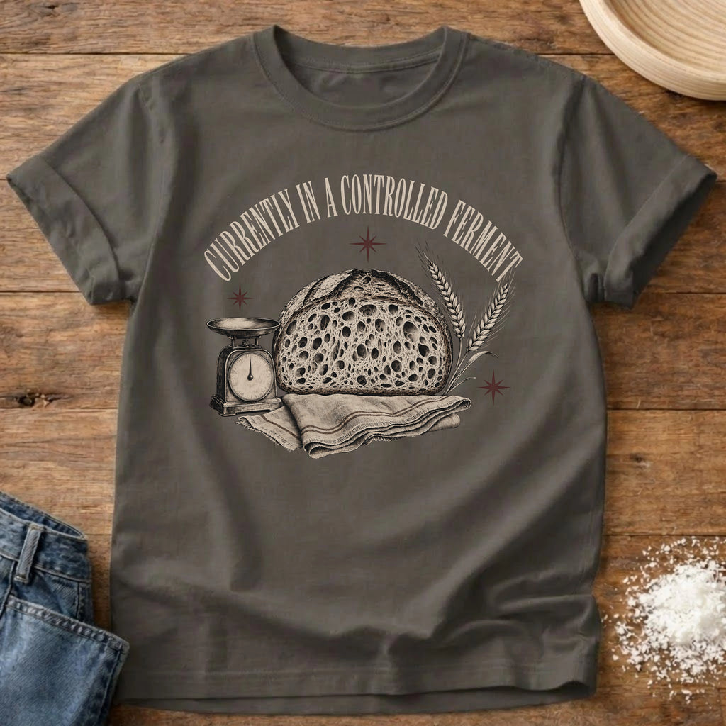 Knead More Fun Controlled Ferment sourdough t-shirt in Pepper