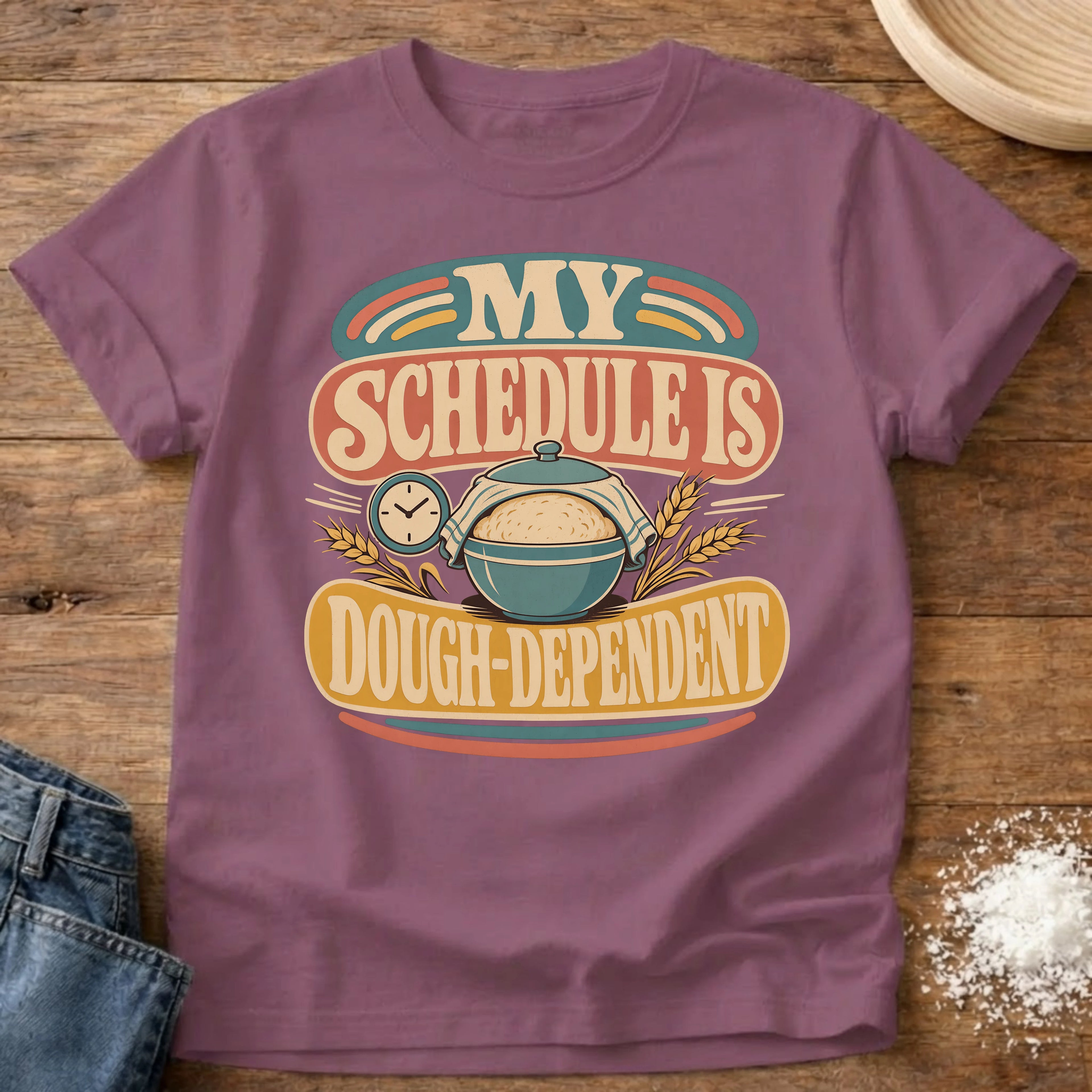 Knead More Fun Dough-Dependent sourdough t-shirt in Berry