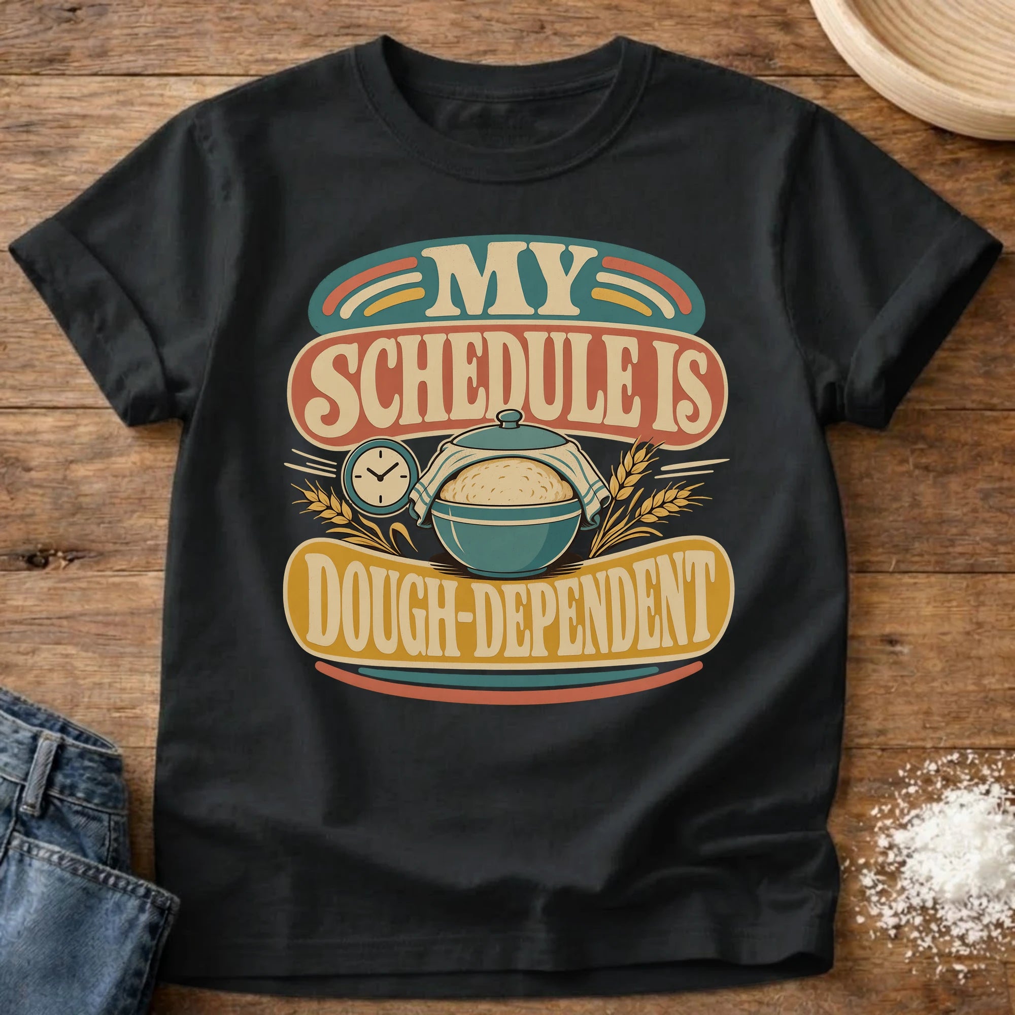Knead More Fun Dough-Dependent sourdough t-shirt in Black