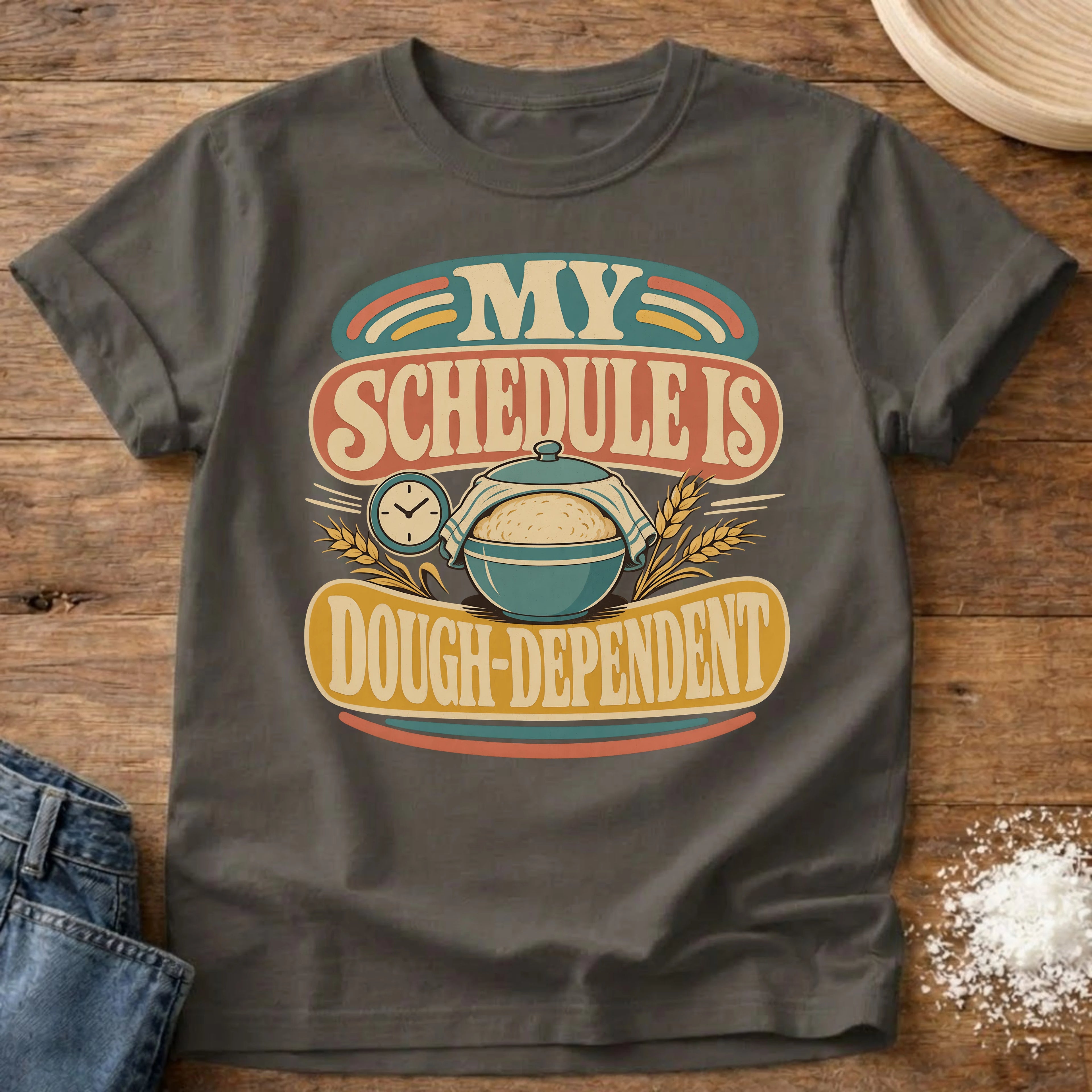 Knead More Fun Dough-Dependent sourdough t-shirt in Pepper