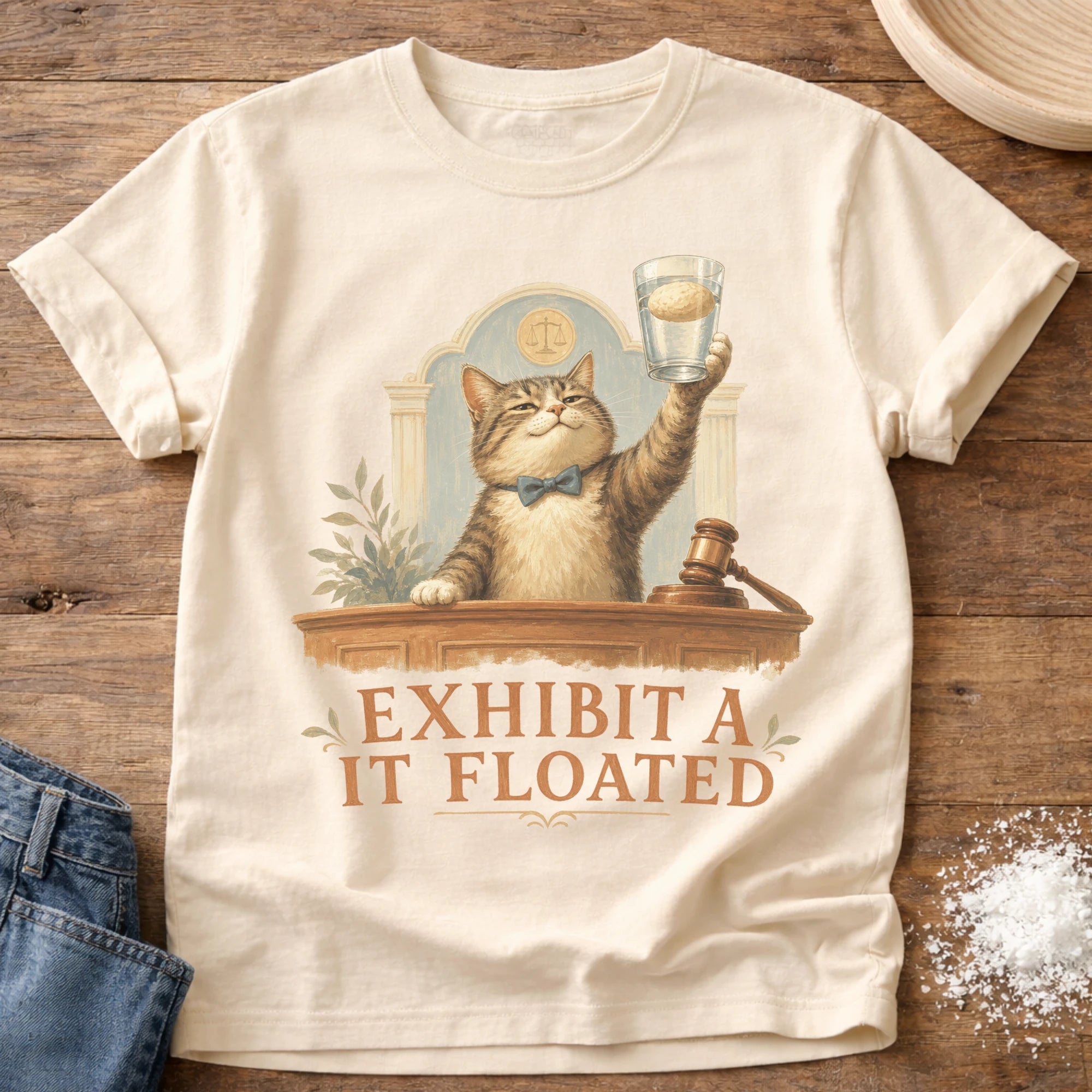 Knead More Fun Exhibit A Cat sourdough t-shirt in Ivory