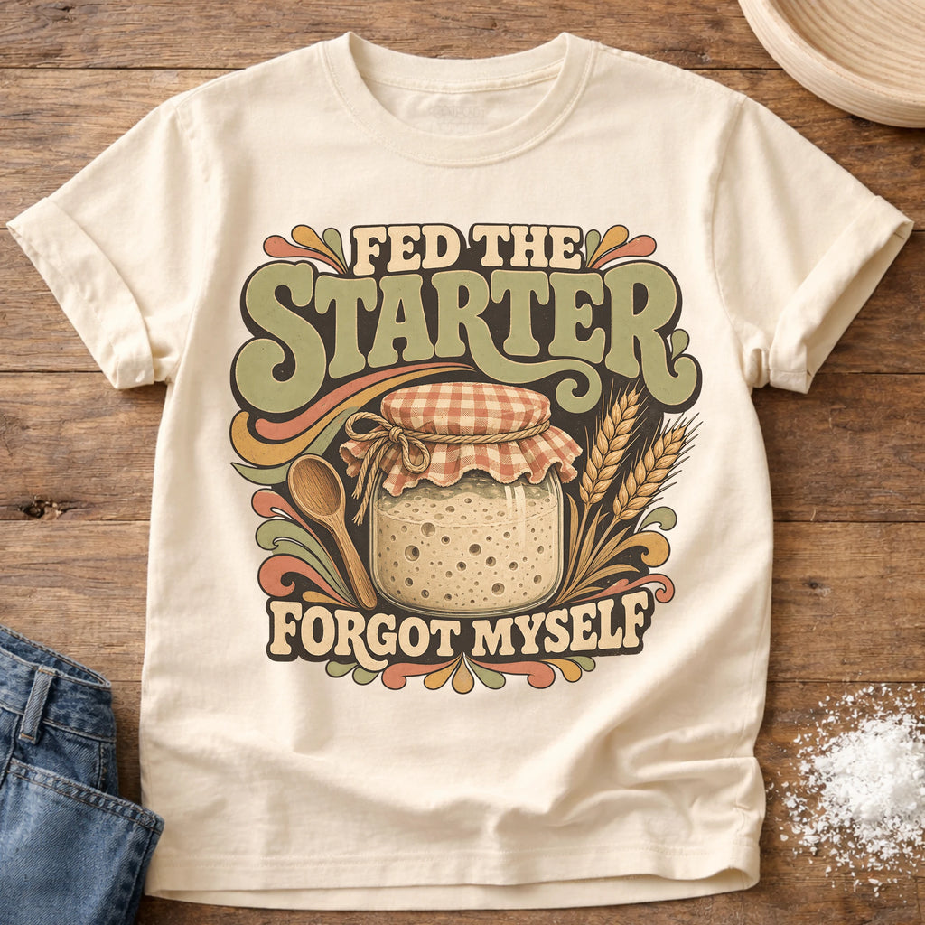 Knead More Fun Fed Starter sourdough t-shirt in Ivory