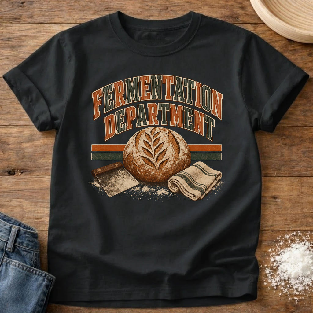Knead More Fun Fermentation Dept sourdough t-shirt in Black
