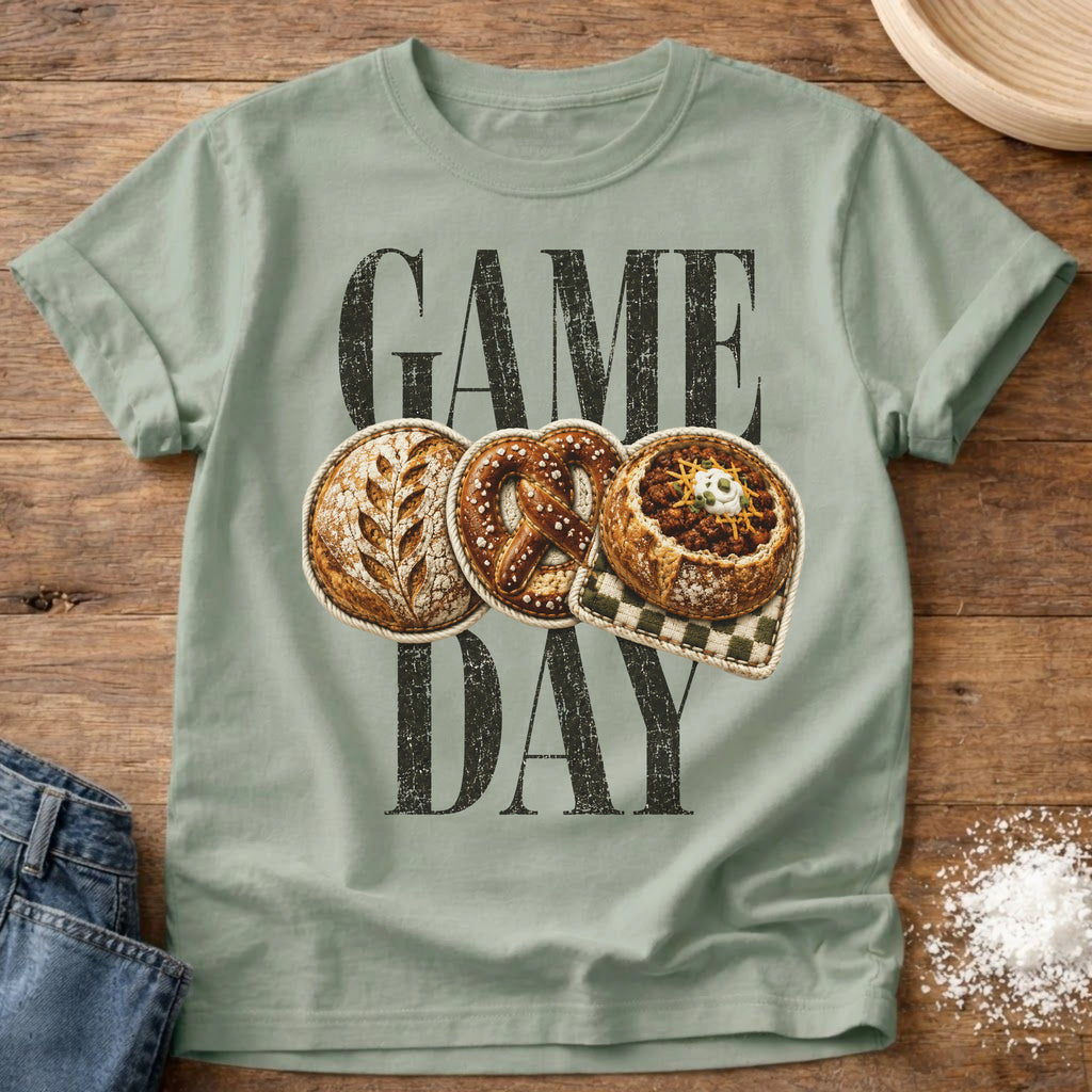 Knead More Fun Game Day sourdough t-shirt in Bay