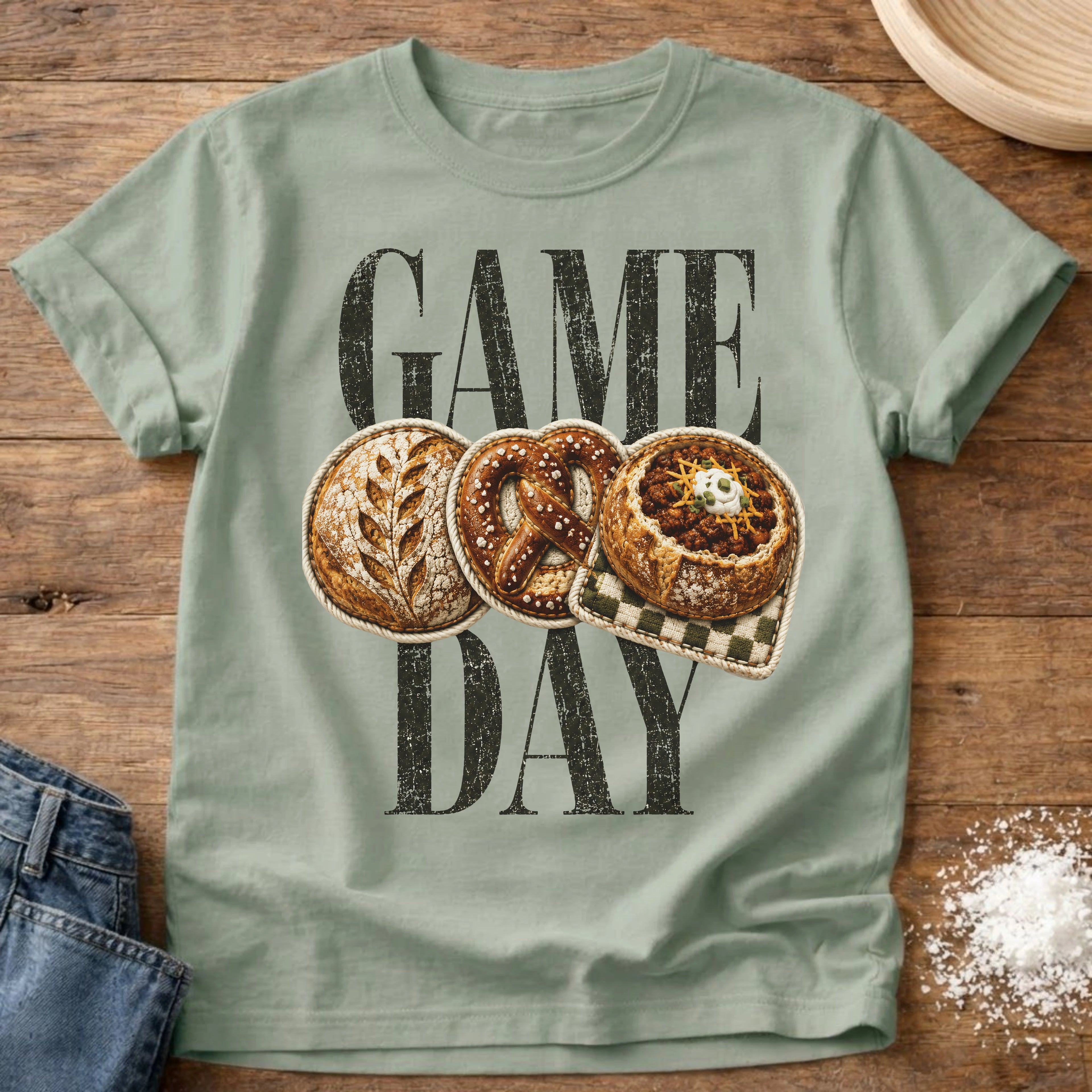 Knead More Fun Game Day sourdough t-shirt in Bay