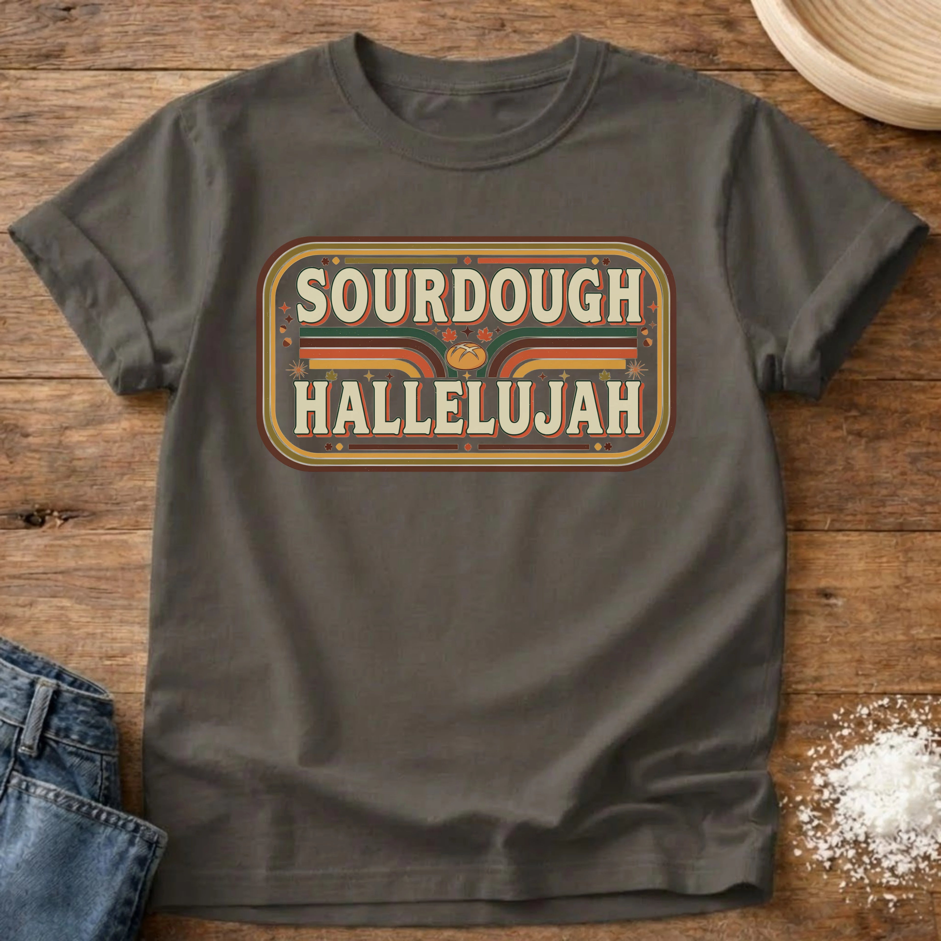 Knead More Fun Hallelujah sourdough t-shirt in Pepper