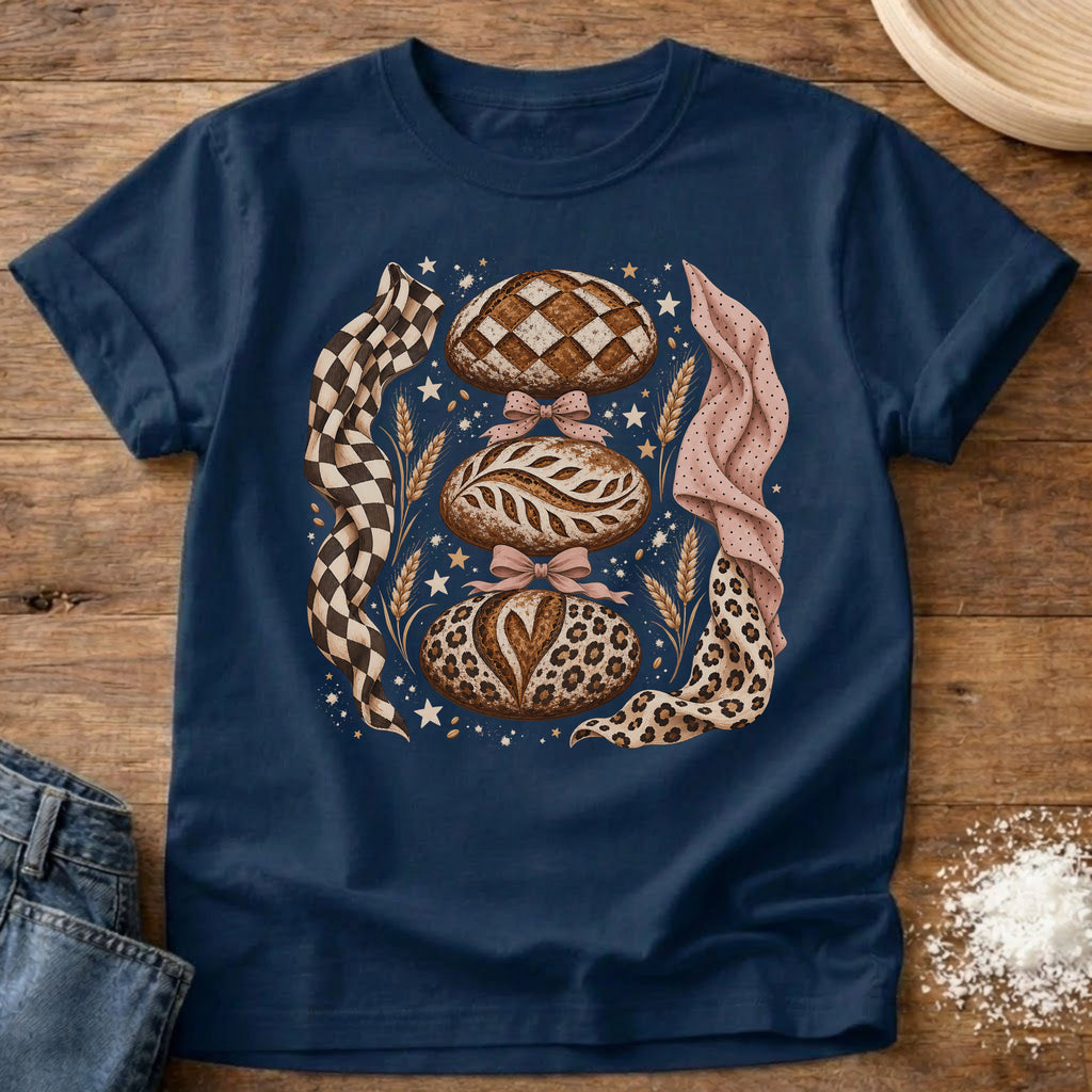 Knead More Fun Leopard Print Loafs sourdough t-shirt in Navy