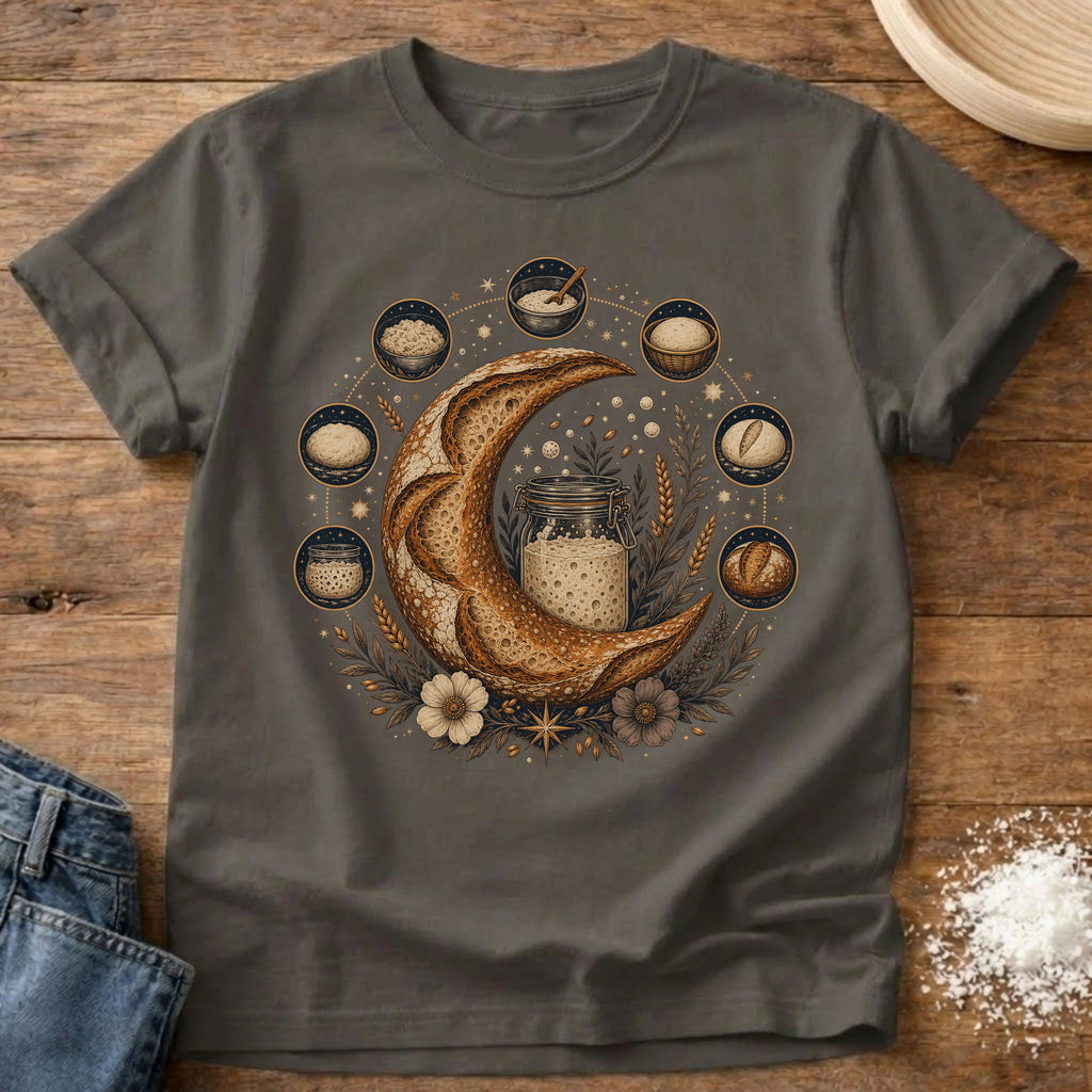 Knead More Fun Moon Phases sourdough t-shirt in Pepper