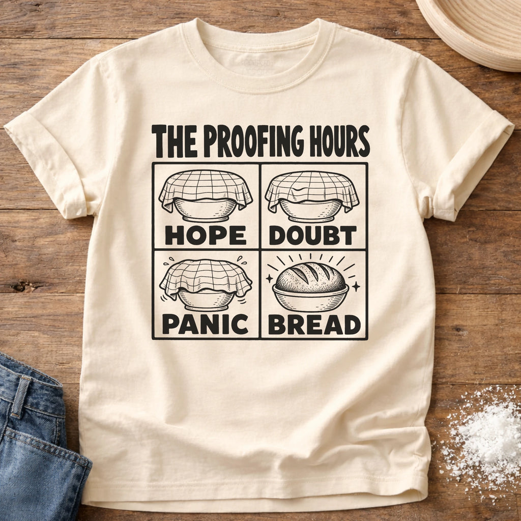 Knead More Fun Proofing Hours sourdough t-shirt in Ivory