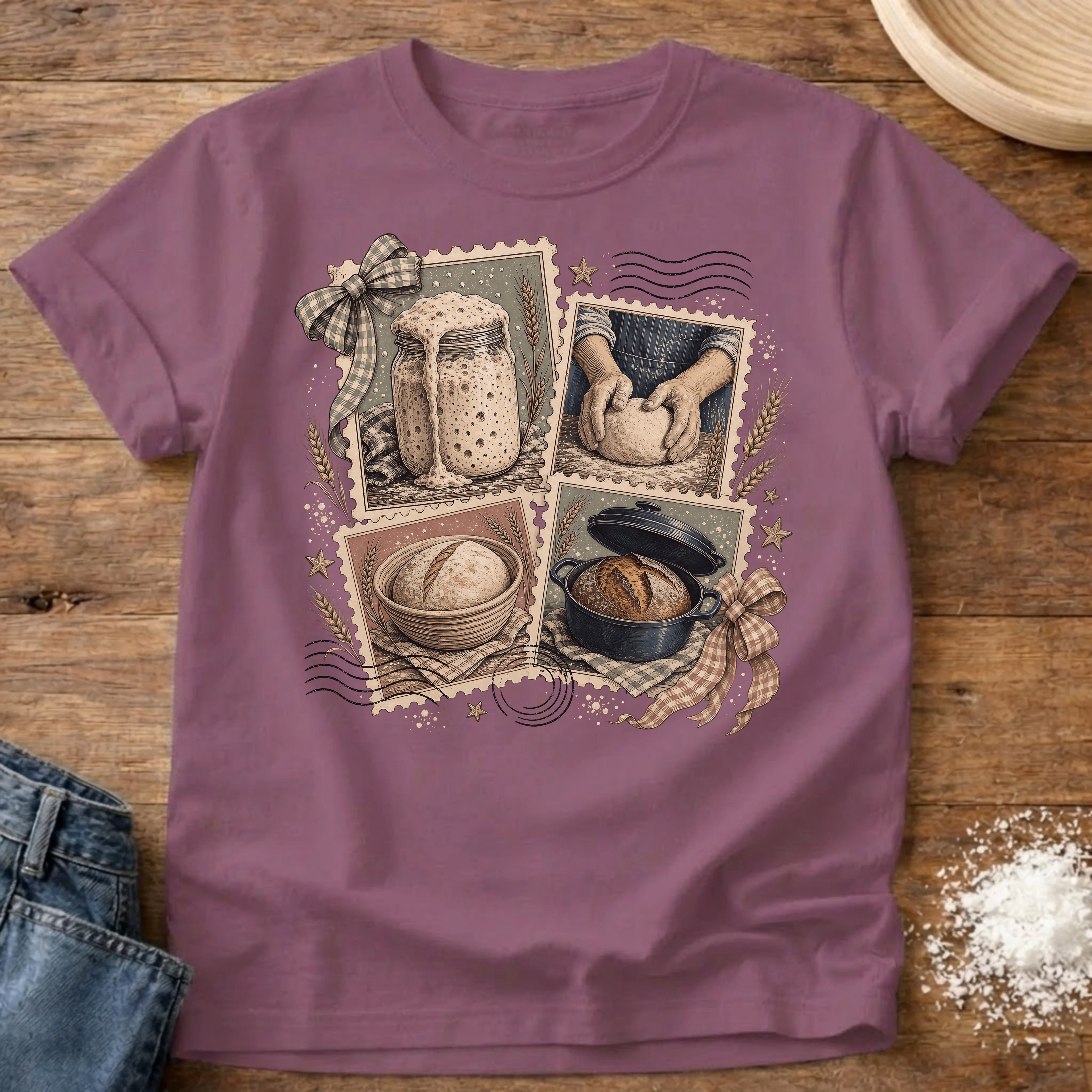 Knead More Fun Proofing Plans sourdough t-shirt in Berry