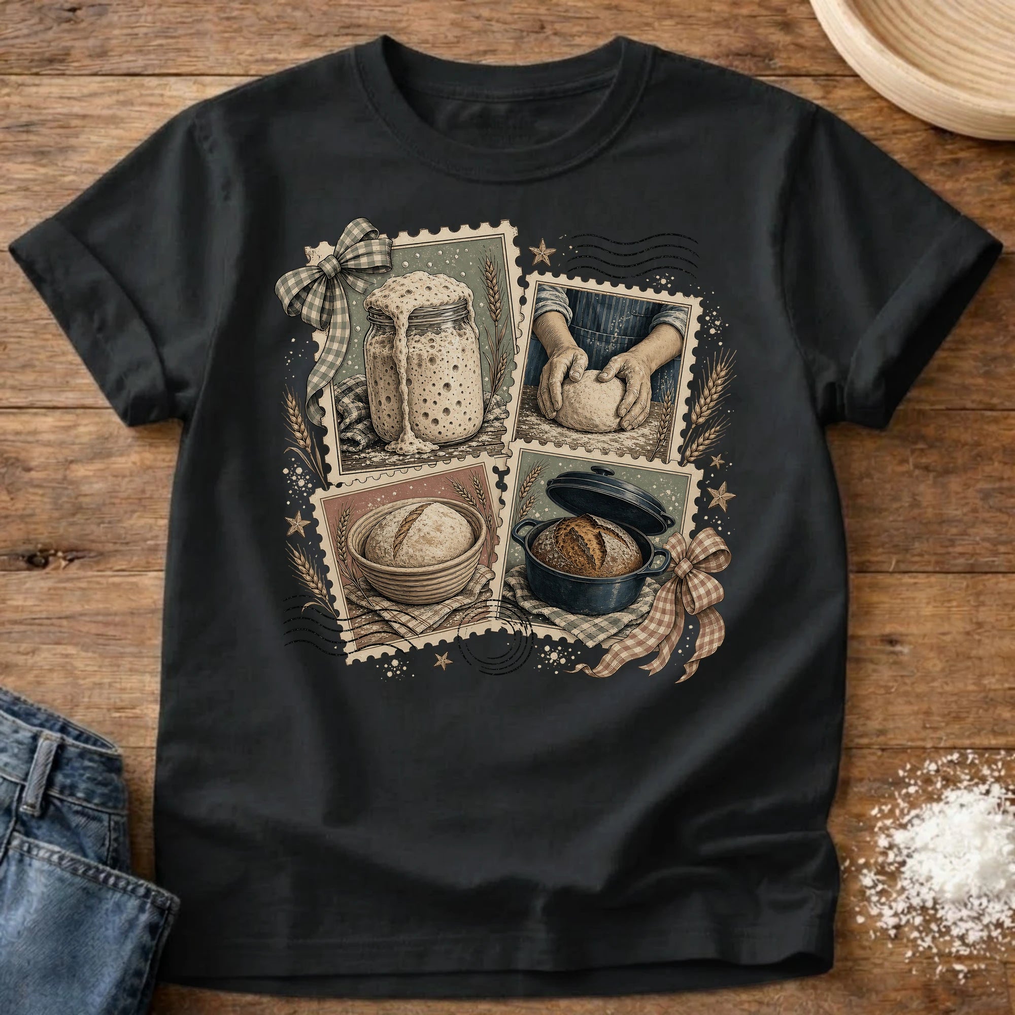 Knead More Fun Proofing Plans sourdough t-shirt in Black