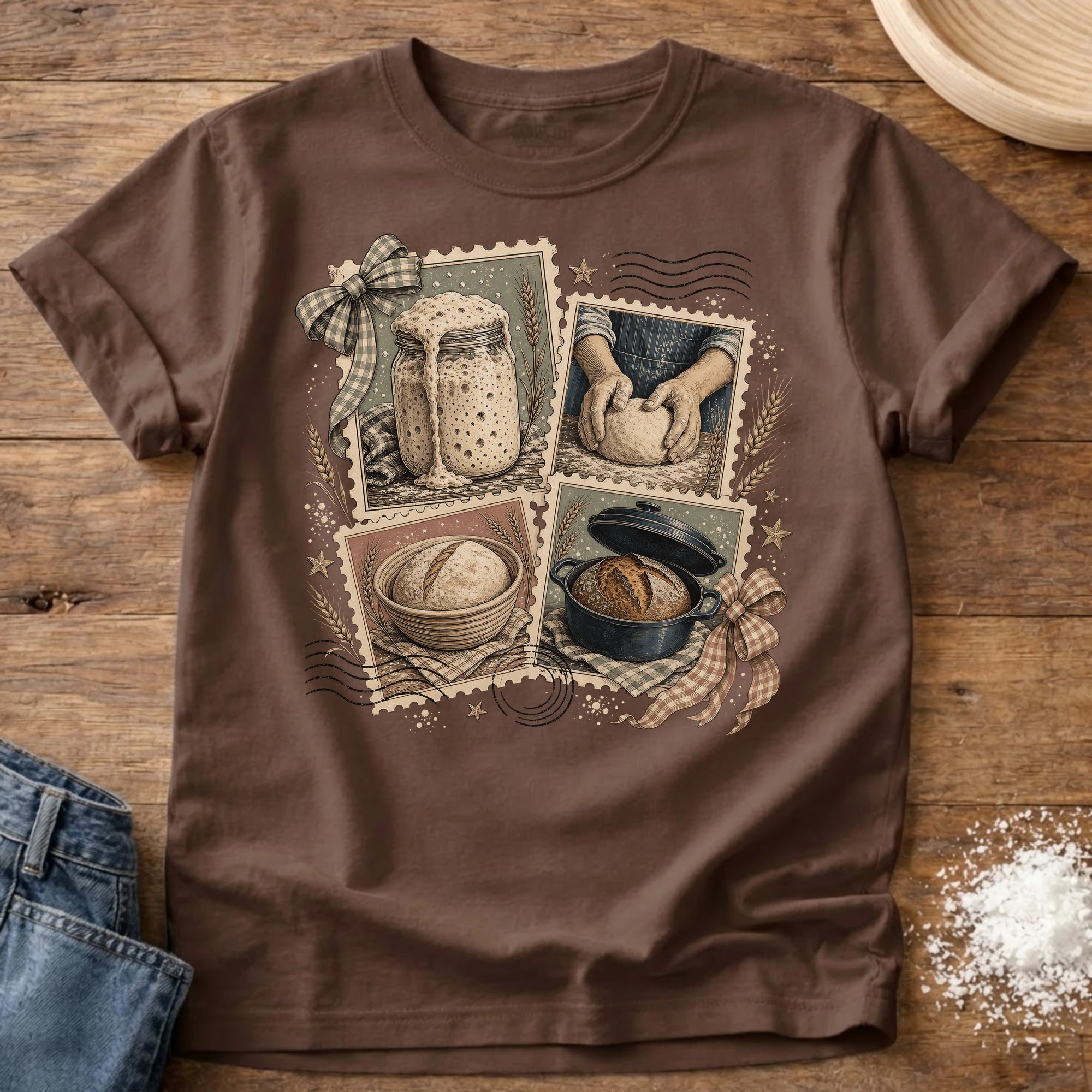 Knead More Fun Proofing Plans sourdough t-shirt in Espresso