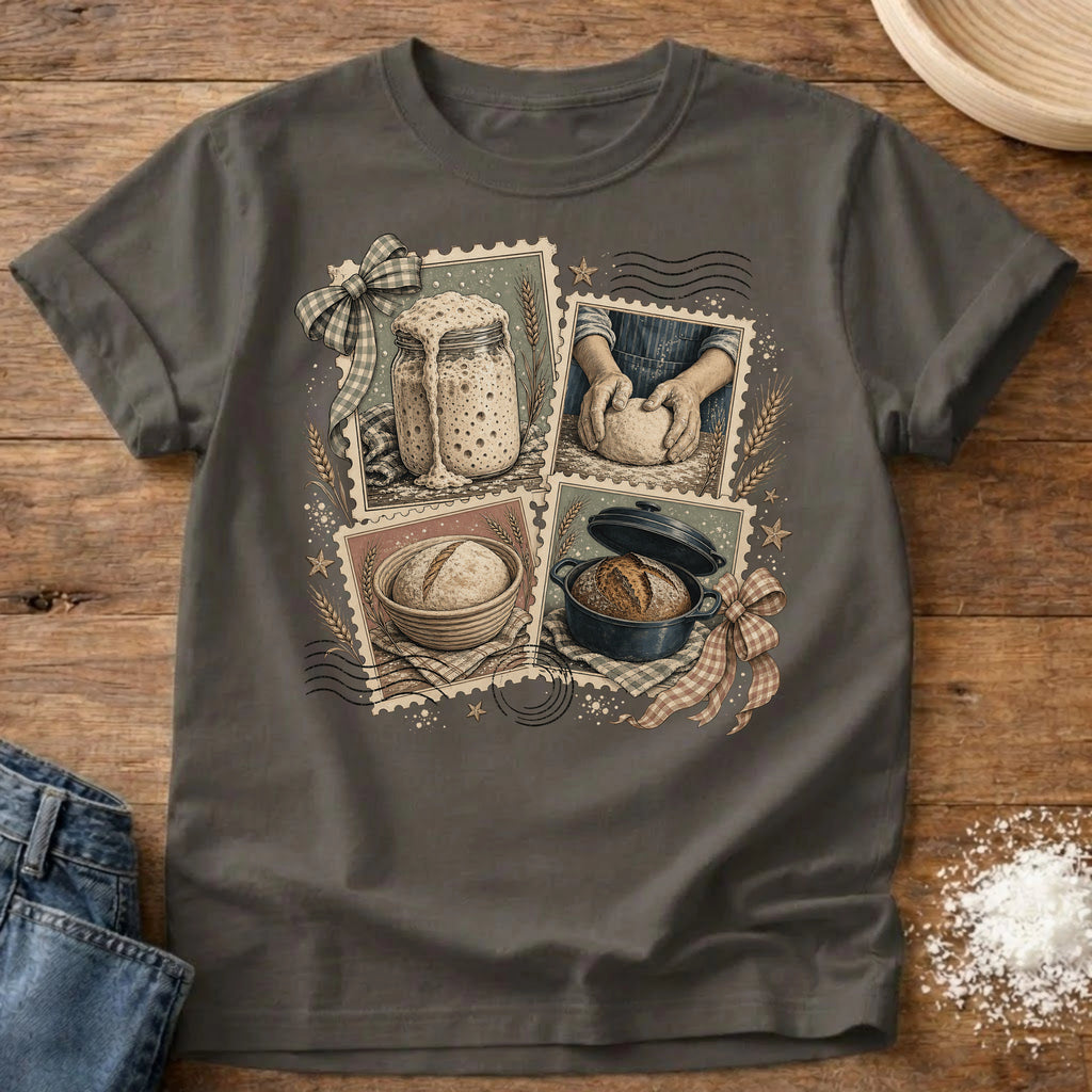 Knead More Fun Proofing Plans sourdough t-shirt in Pepper