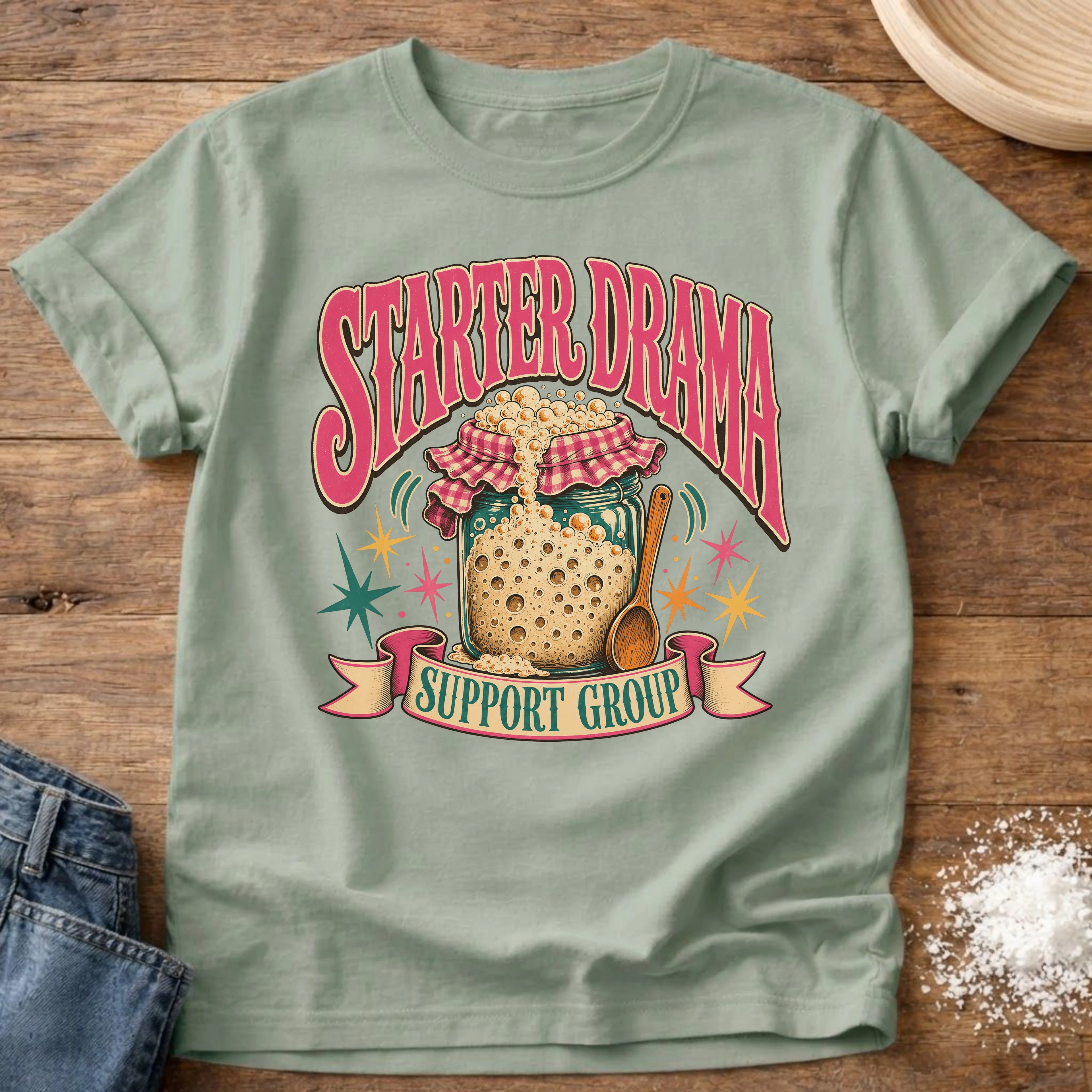 Knead More Fun Starter Drama sourdough t-shirt in Bay
