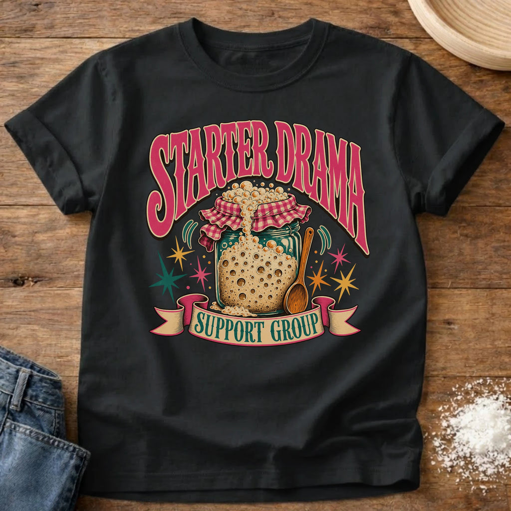 Knead More Fun Starter Drama sourdough t-shirt in Black