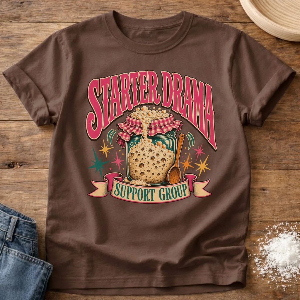 Knead More Fun Starter Drama sourdough t-shirt in Espresso