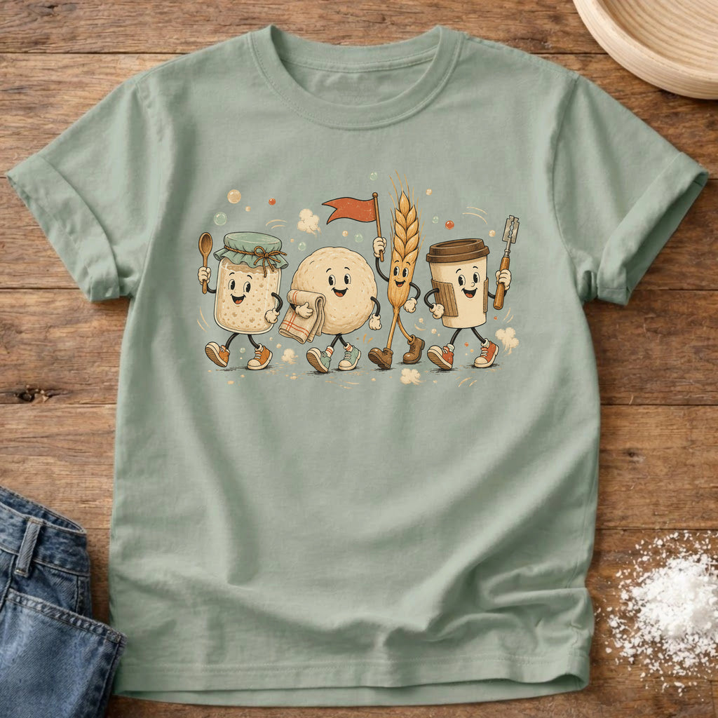 Knead More Fun Starter Parade sourdough t-shirt in Bay