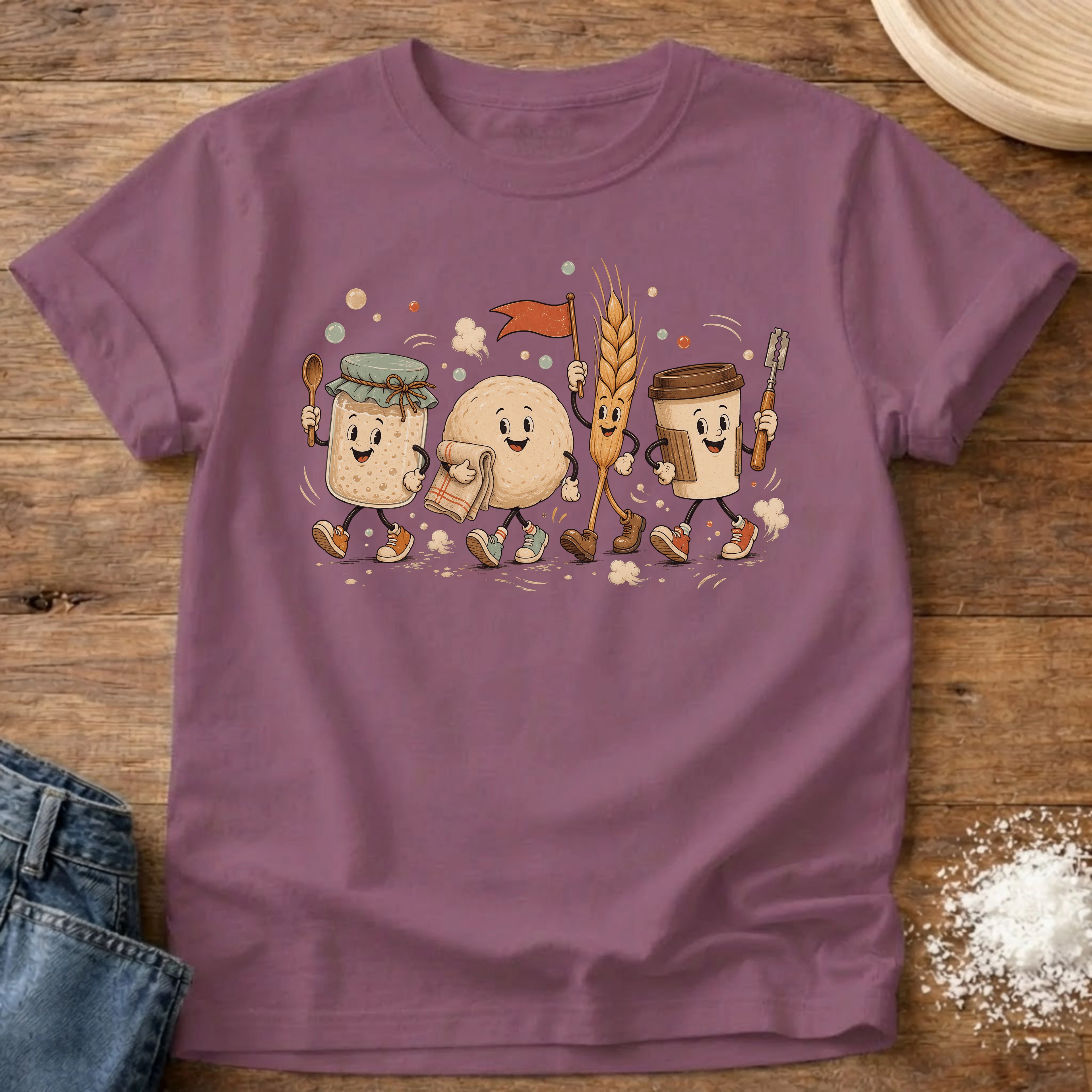 Knead More Fun Starter Parade sourdough t-shirt in Berry