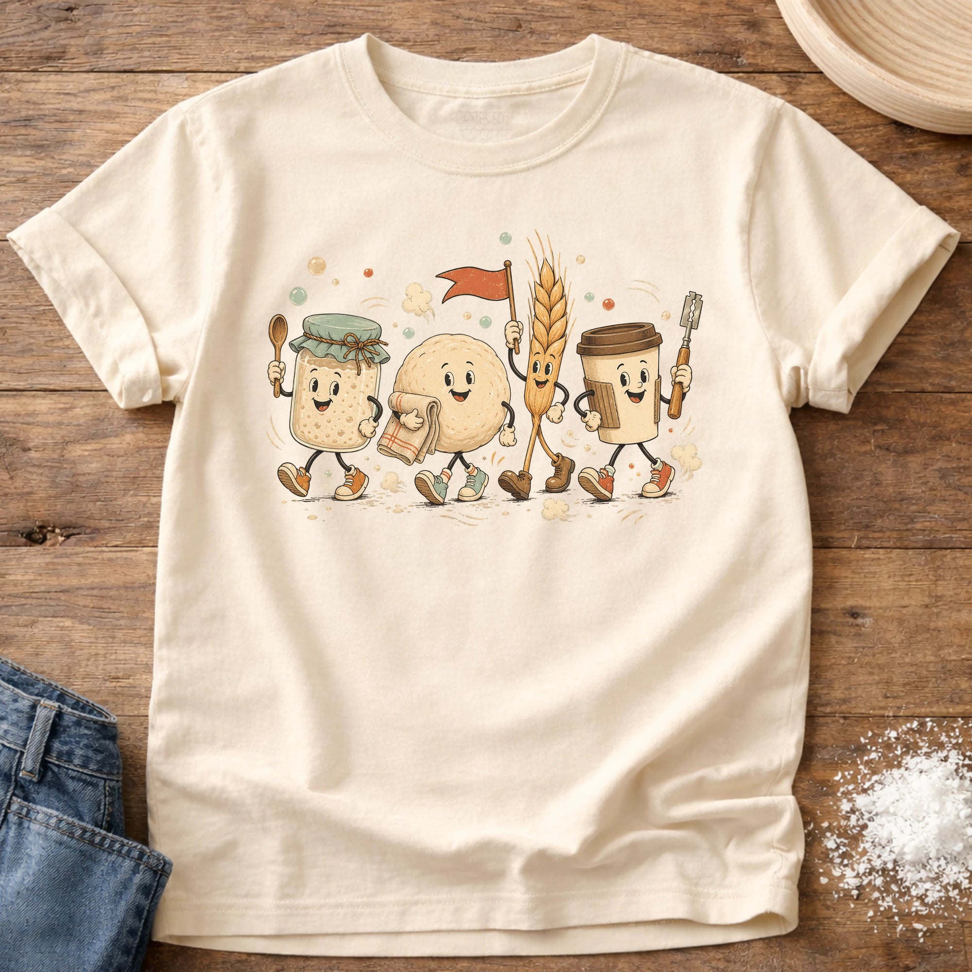 Knead More Fun Starter Parade sourdough t-shirt in Ivory