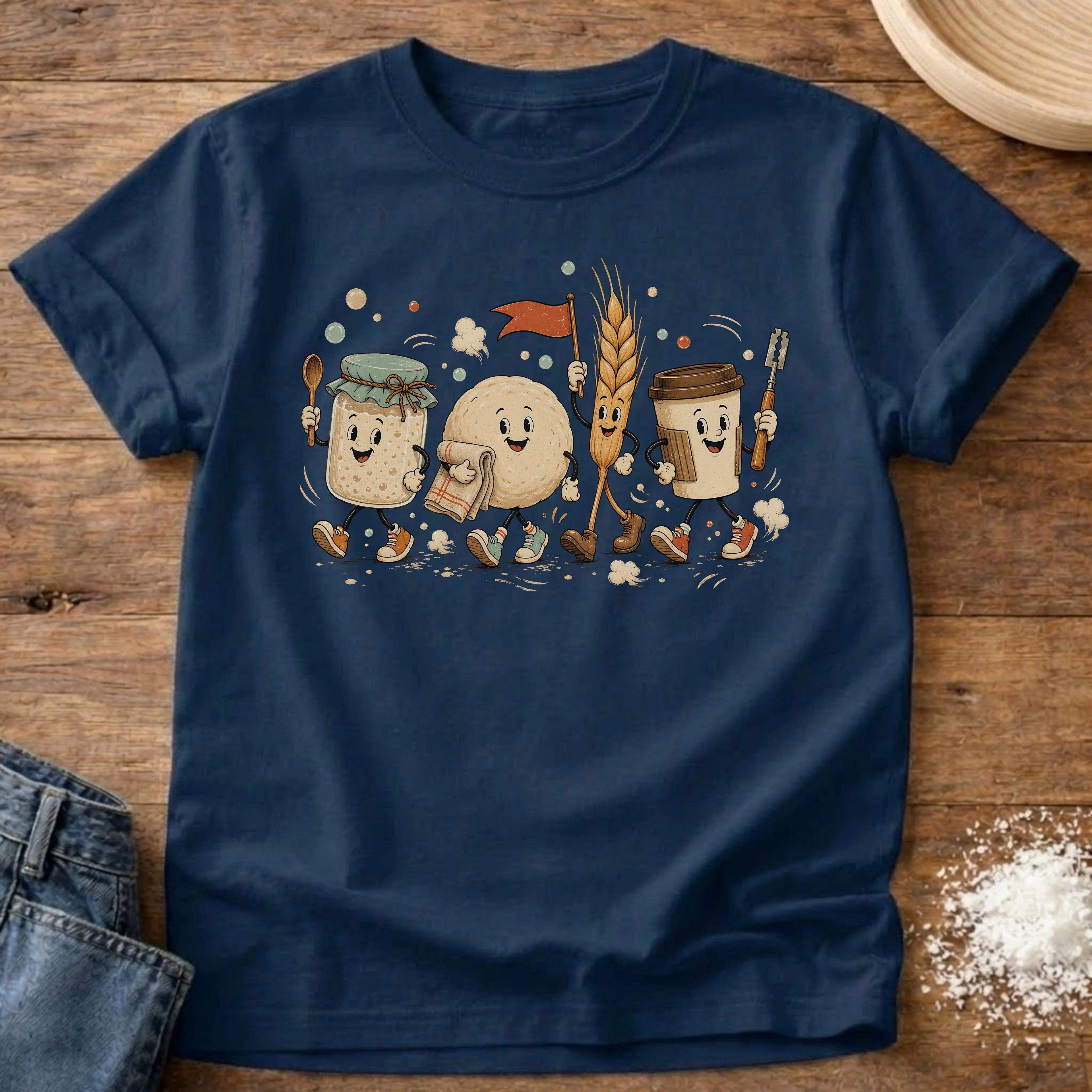 Knead More Fun Starter Parade sourdough t-shirt in Navy