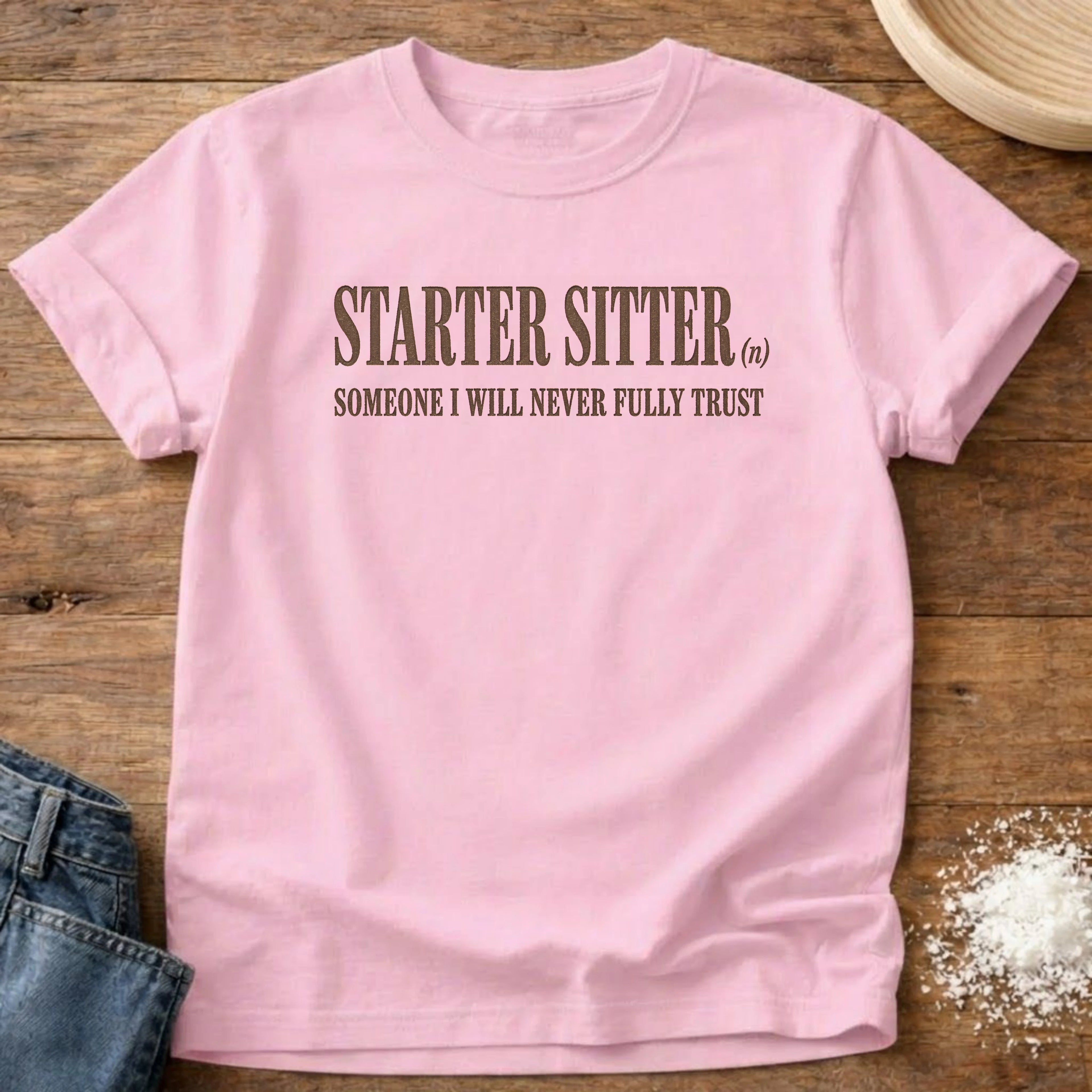 Knead More Fun Starter Sitter sourdough t-shirt in Blossom