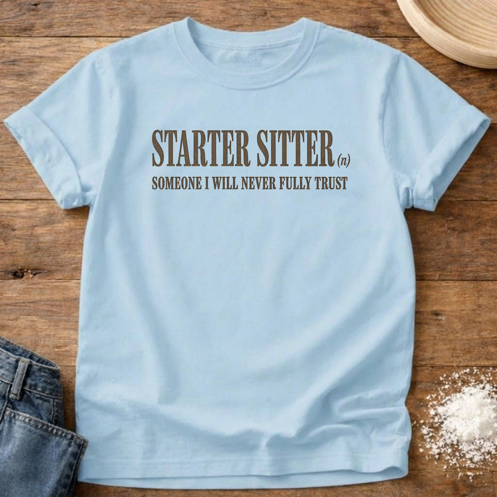 Knead More Fun Starter Sitter sourdough t-shirt in Chambray